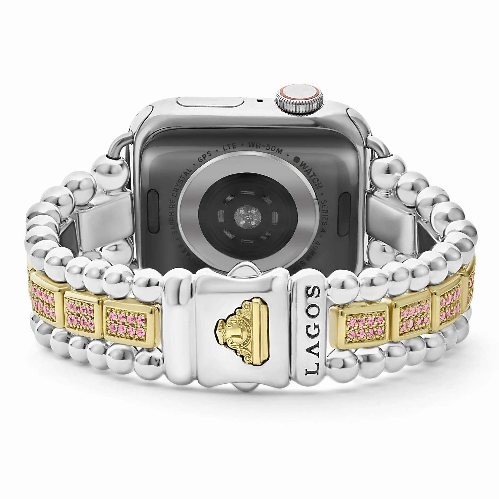 Smart Caviar 18K Gold and Sterling Silver Pink Sapphire Watch Bracelet-38-45mm