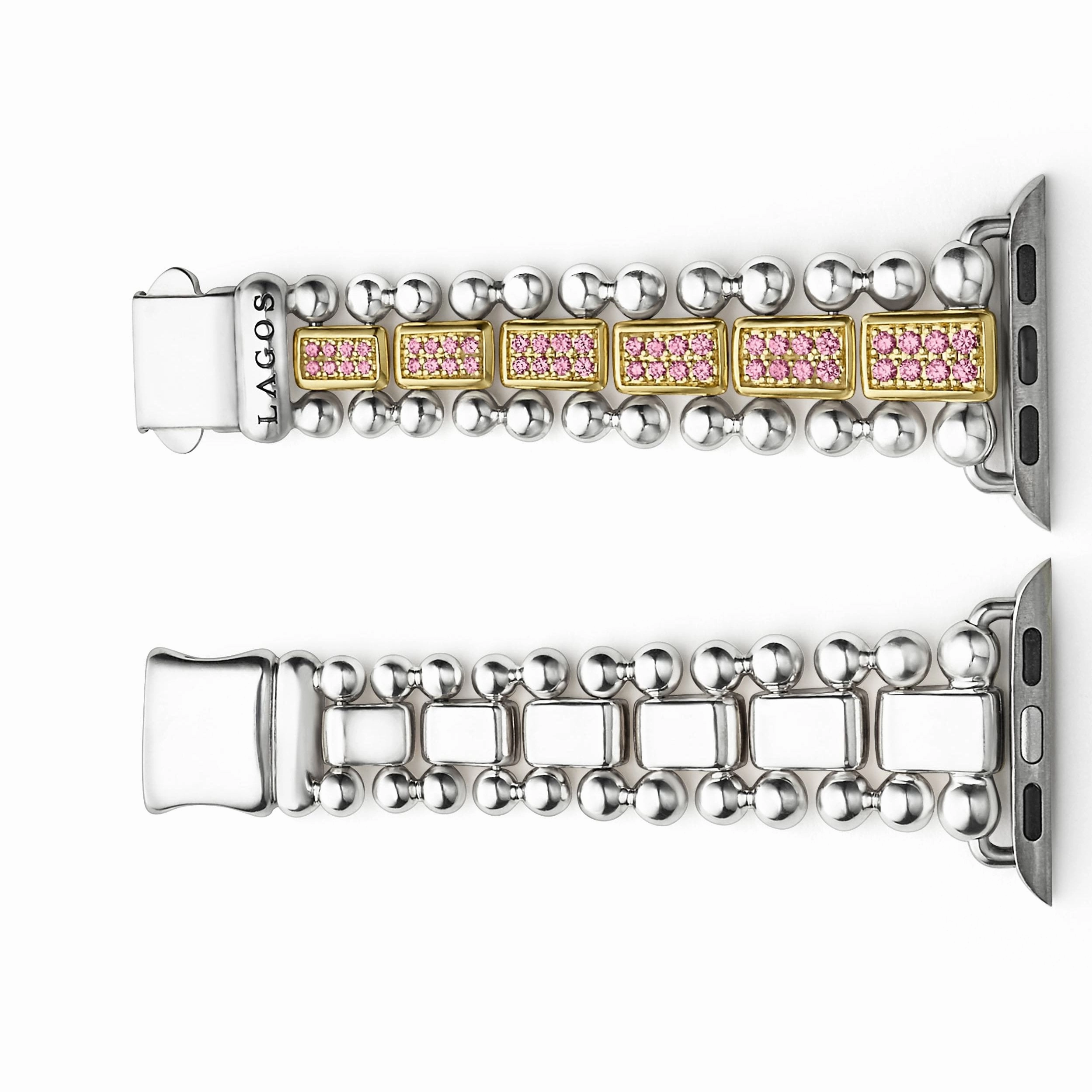 Smart Caviar 18K Gold and Sterling Silver Pink Sapphire Watch Bracelet-38-45mm