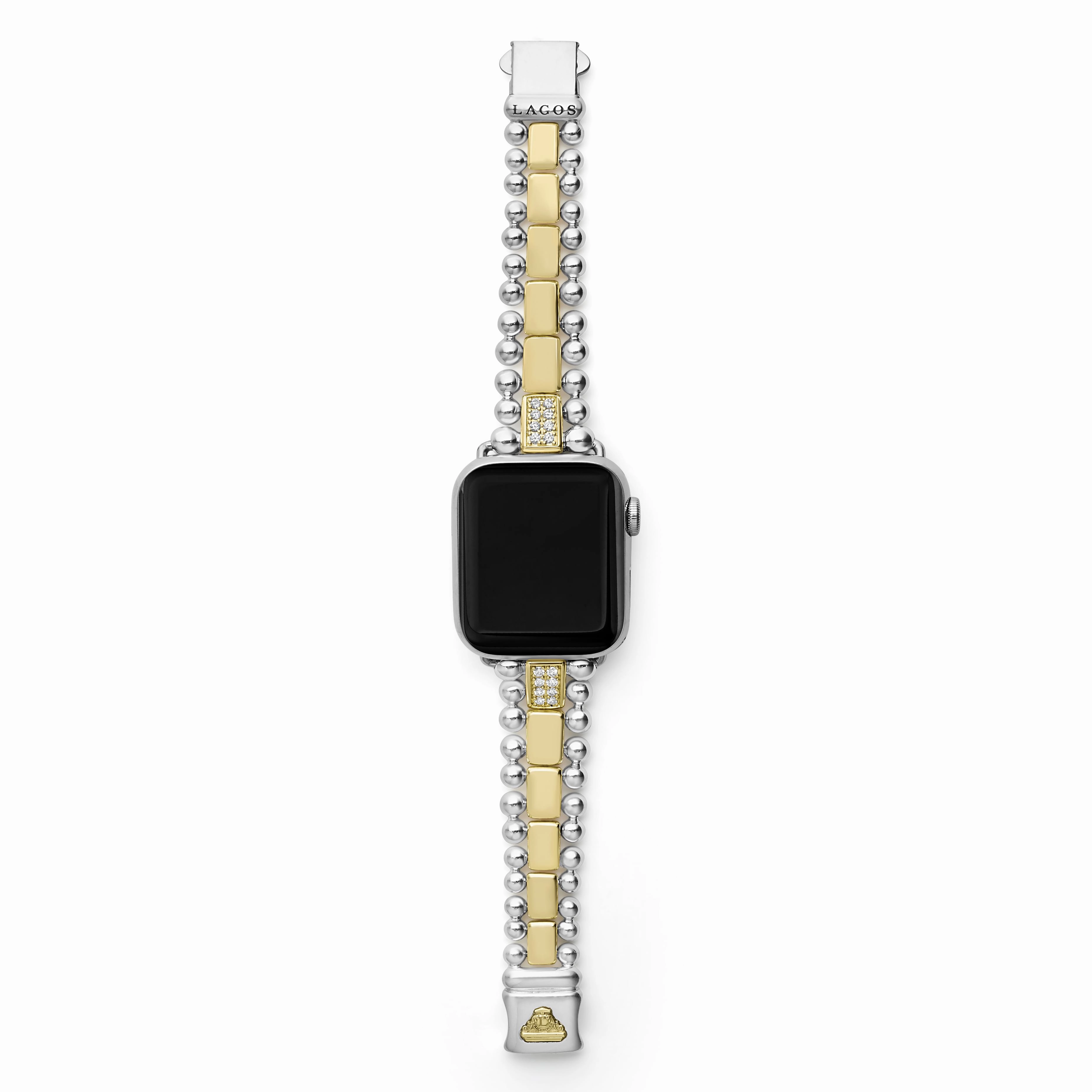 Smart Caviar 18K Gold and Sterling Silver Single Diamond Watch Bracelet-38-45mm