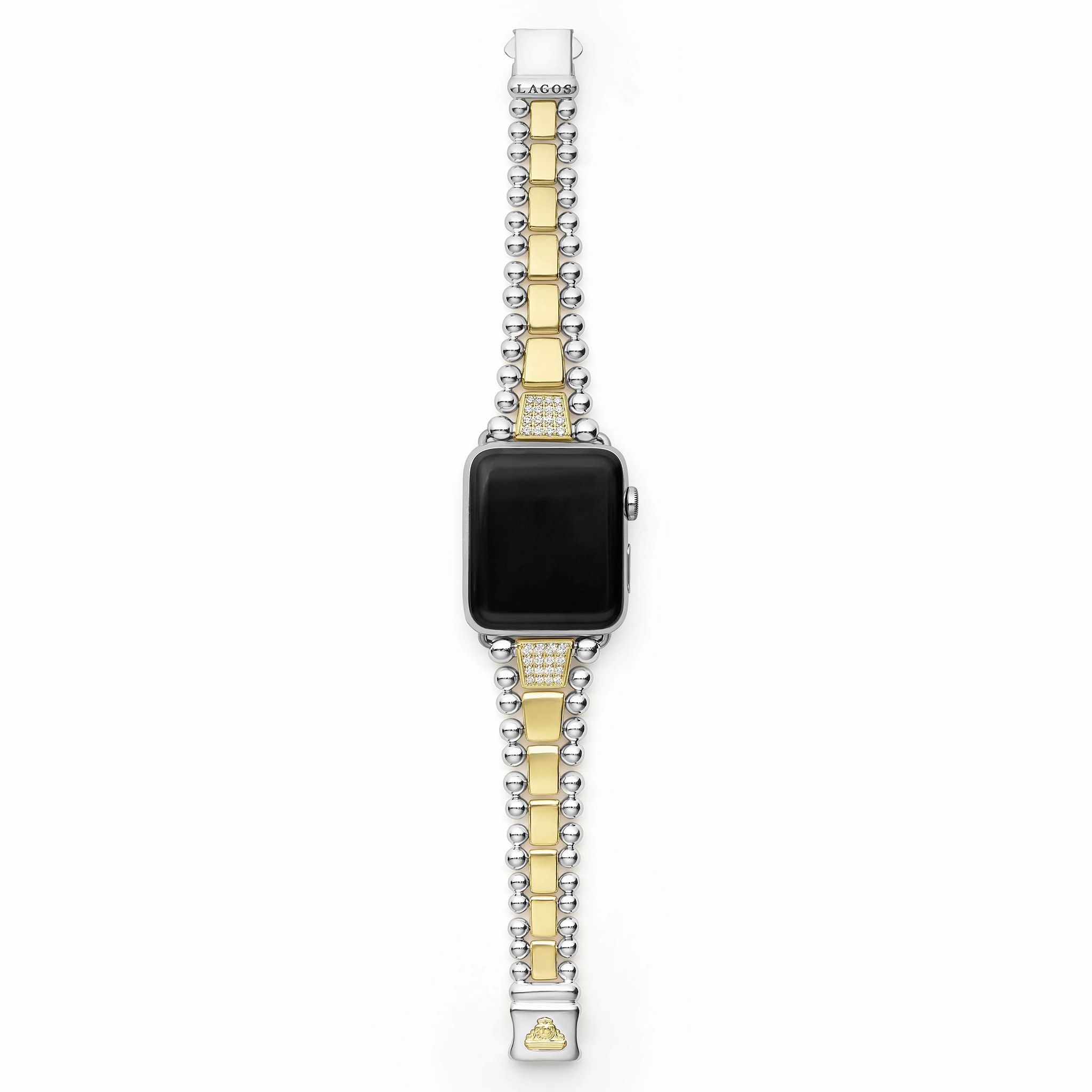 Smart Caviar 18K Gold and Sterling Silver Single Diamond Watch Bracelet-42-49mm
