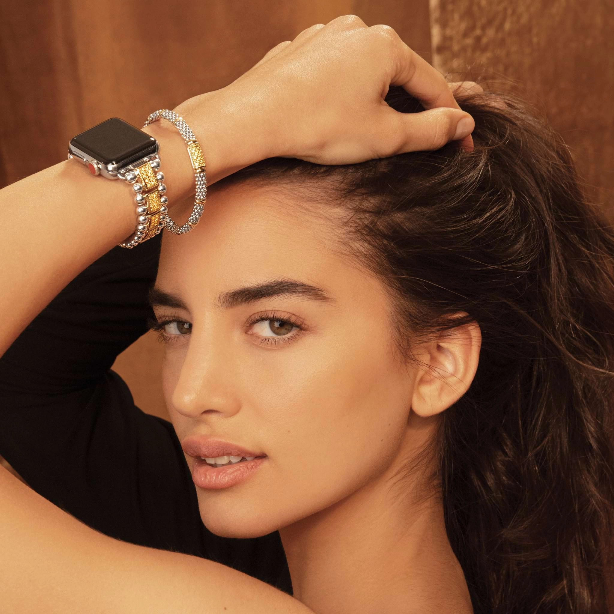 Smart Caviar 18K Gold and Sterling Silver Yellow Sapphire Watch Bracelet-38-45mm