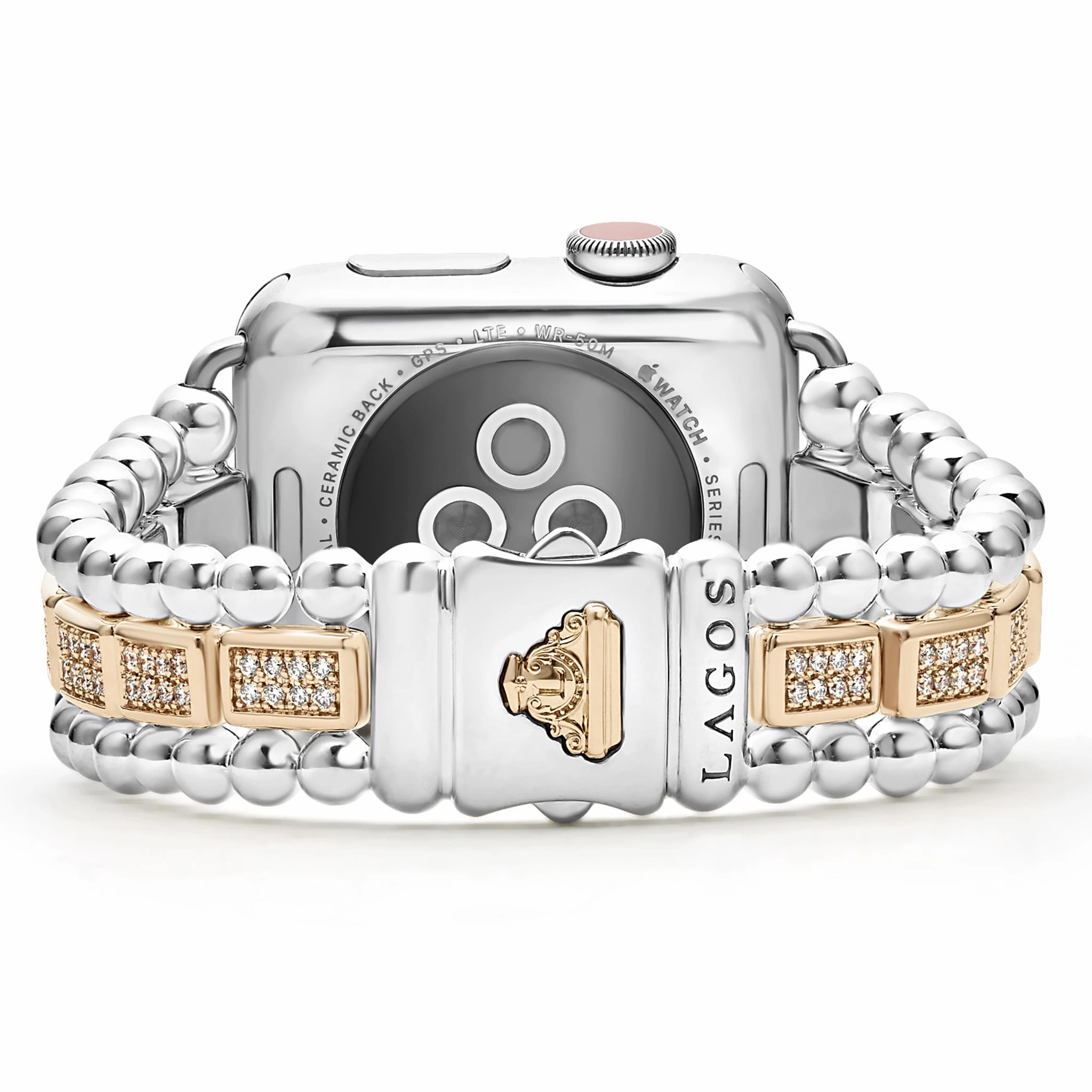 Smart Caviar 18K Rose Gold and Sterling Silver Full Diamond Watch Bracelet-38-45mm