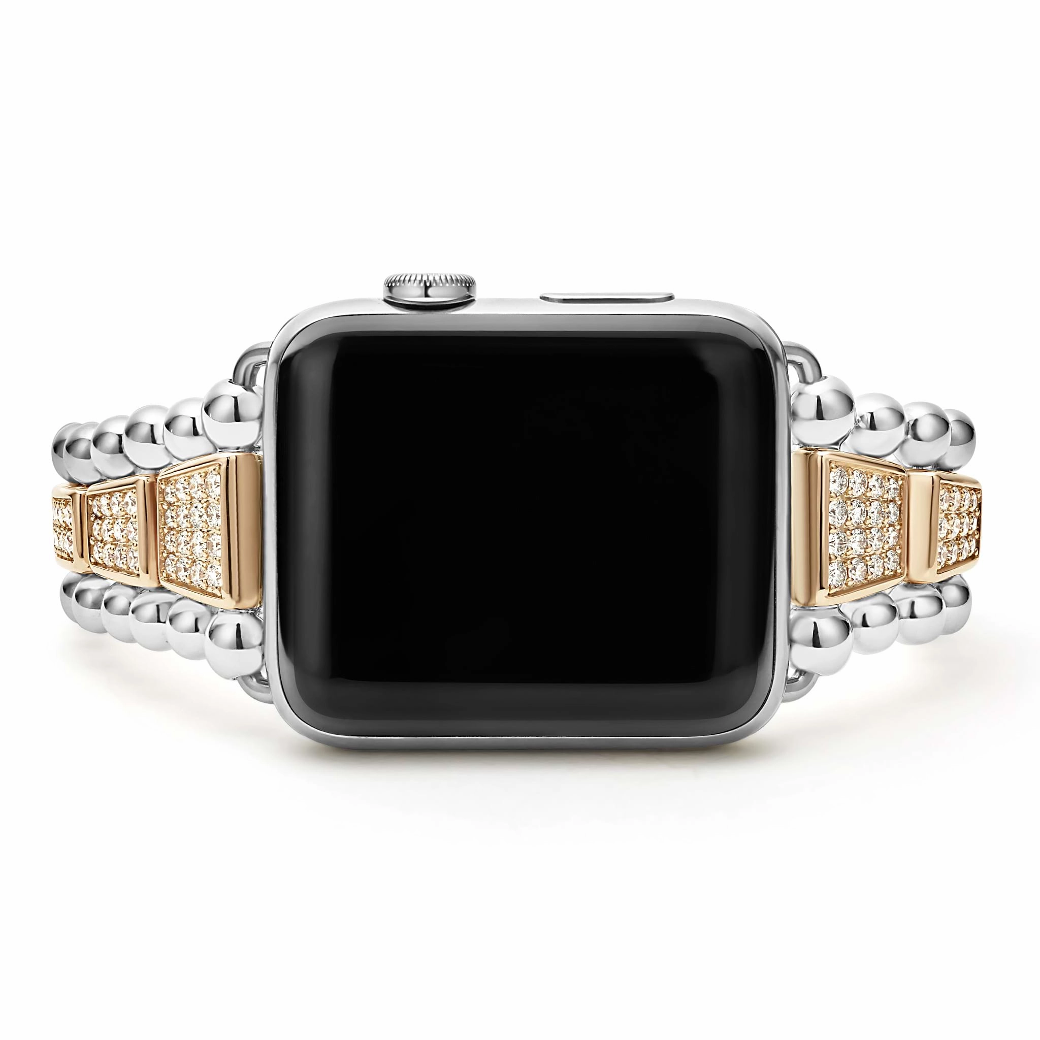 Smart Caviar 18K Rose Gold and Sterling Silver Full Diamond Watch Bracelet-42-49mm