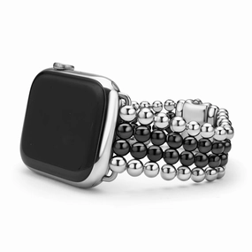 Smart Caviar Black Ceramic and Stainless Steel Infinite Watch Bracelet-42-49mm