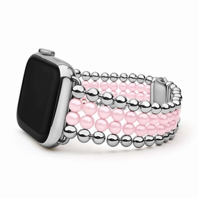Smart Caviar Pink Ceramic and Stainless Steel Infinite Watch Bracelet-42-49mm