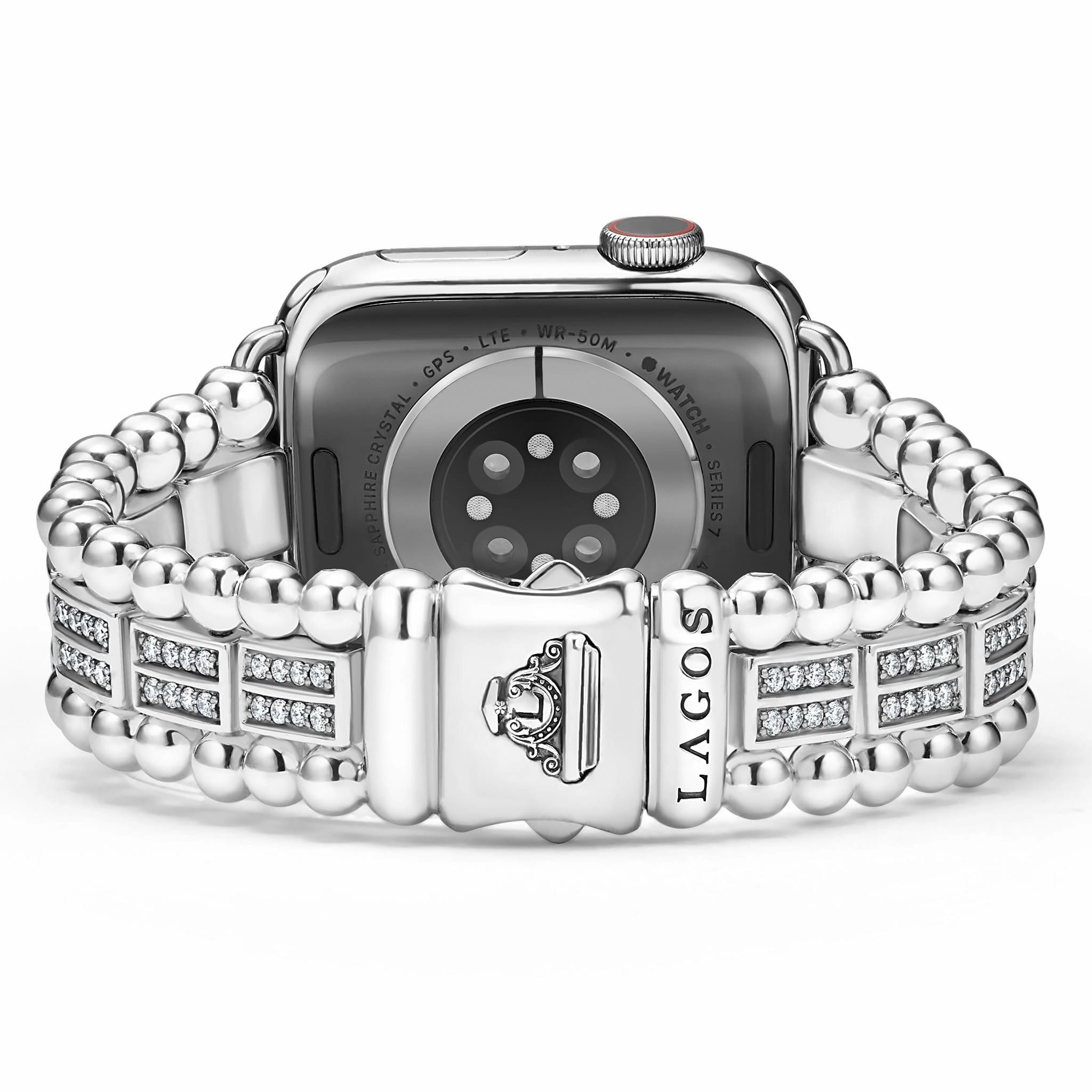 Smart Caviar Sterling Silver Two-Row Diamond Watch Bracelet - 38-45mm