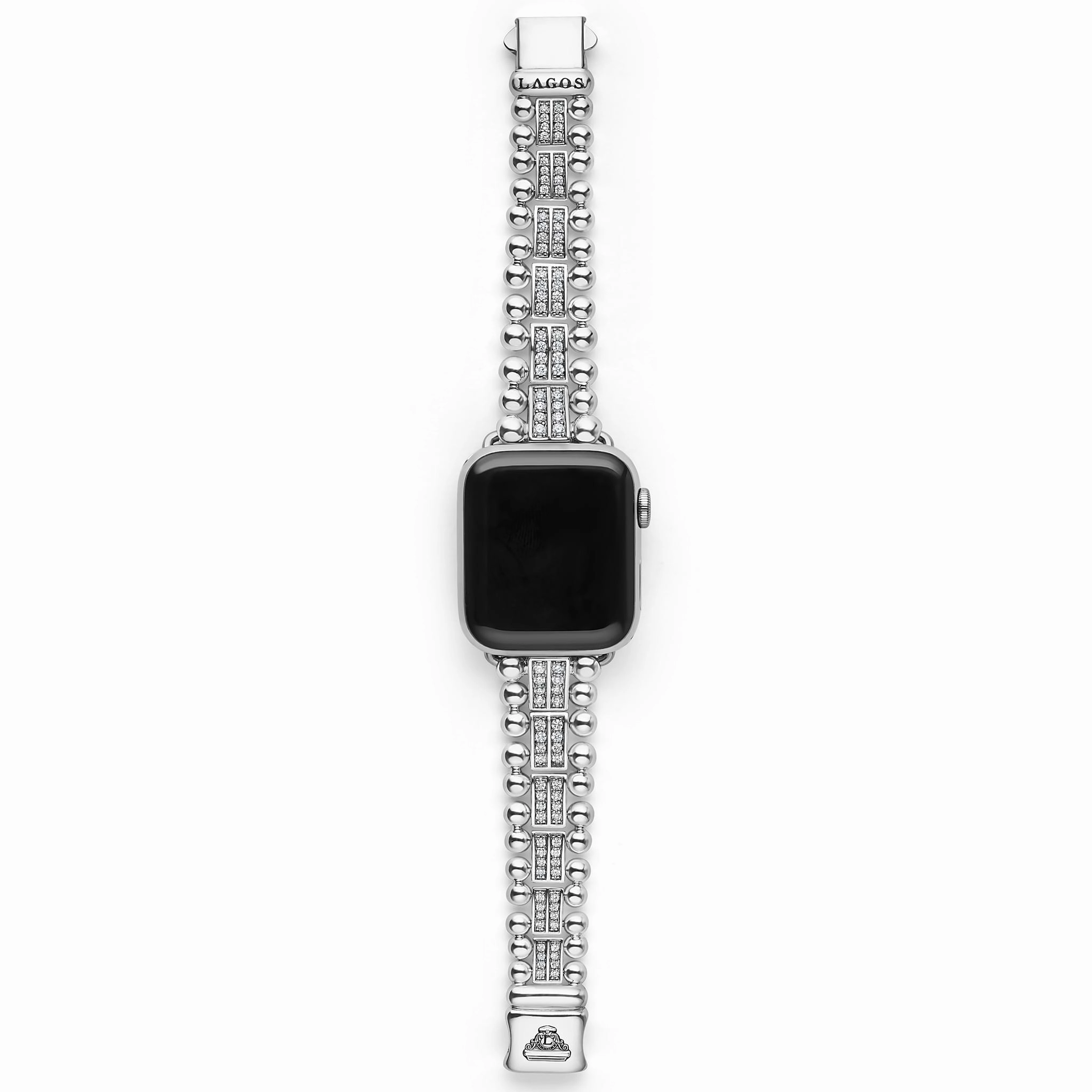 Smart Caviar Sterling Silver Two-Row Diamond Watch Bracelet - 38-45mm
