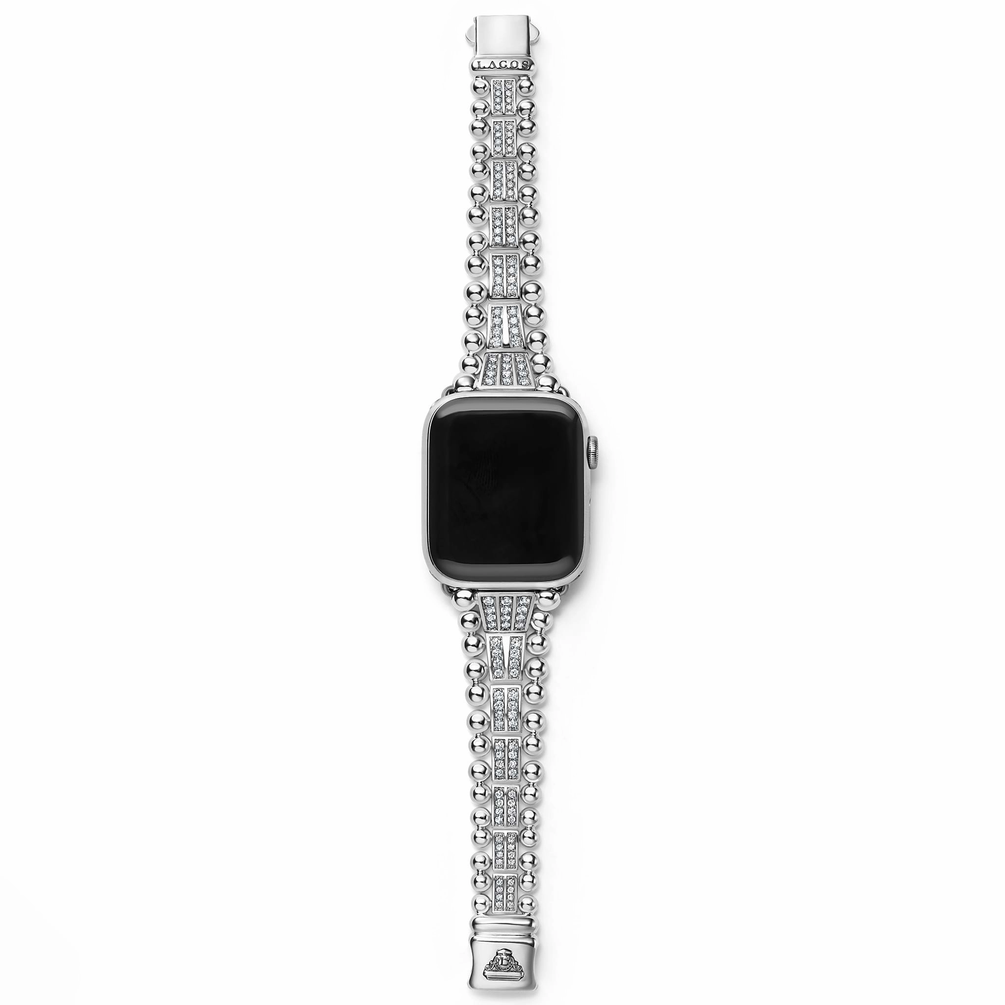 Smart Caviar Sterling Silver Two-Row Diamond Watch Bracelet - 42-49mm