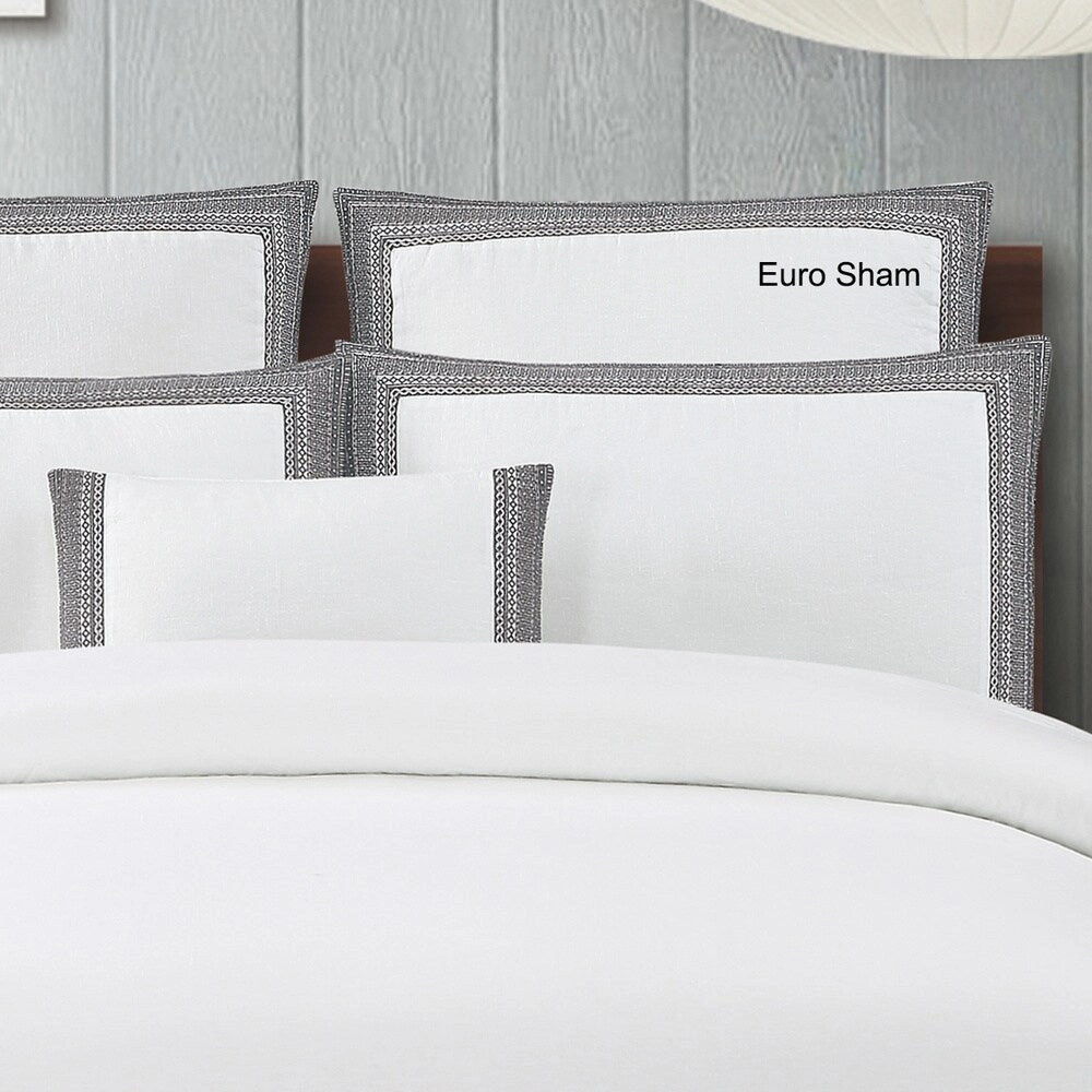Sofia Embroidered Belgian Linen Euro Shams (Set of 2)