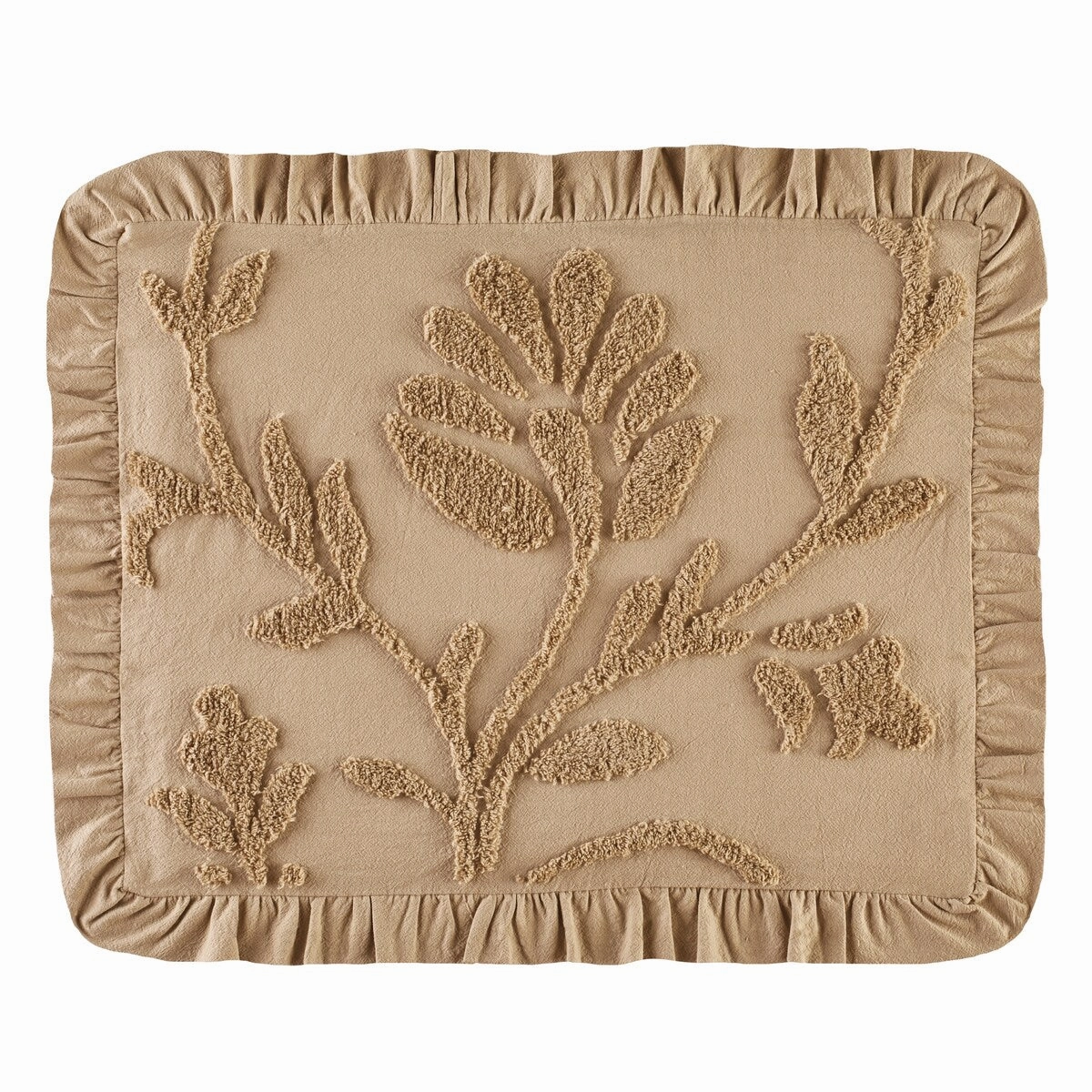 Soft & Luxurious Vine Ruffled Edge Vintage Chenille Pillow Sham