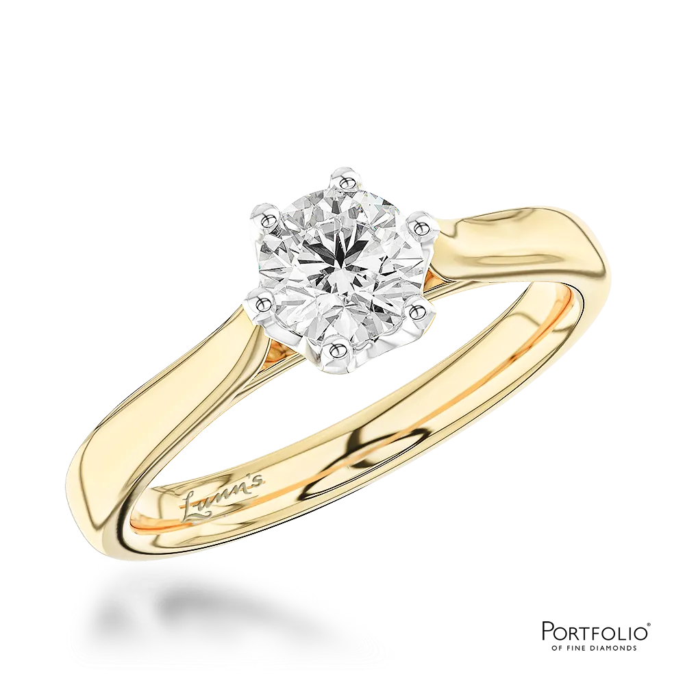Solitaire 0.40ct G SI1 Diamond Platinum/Yellow Ring