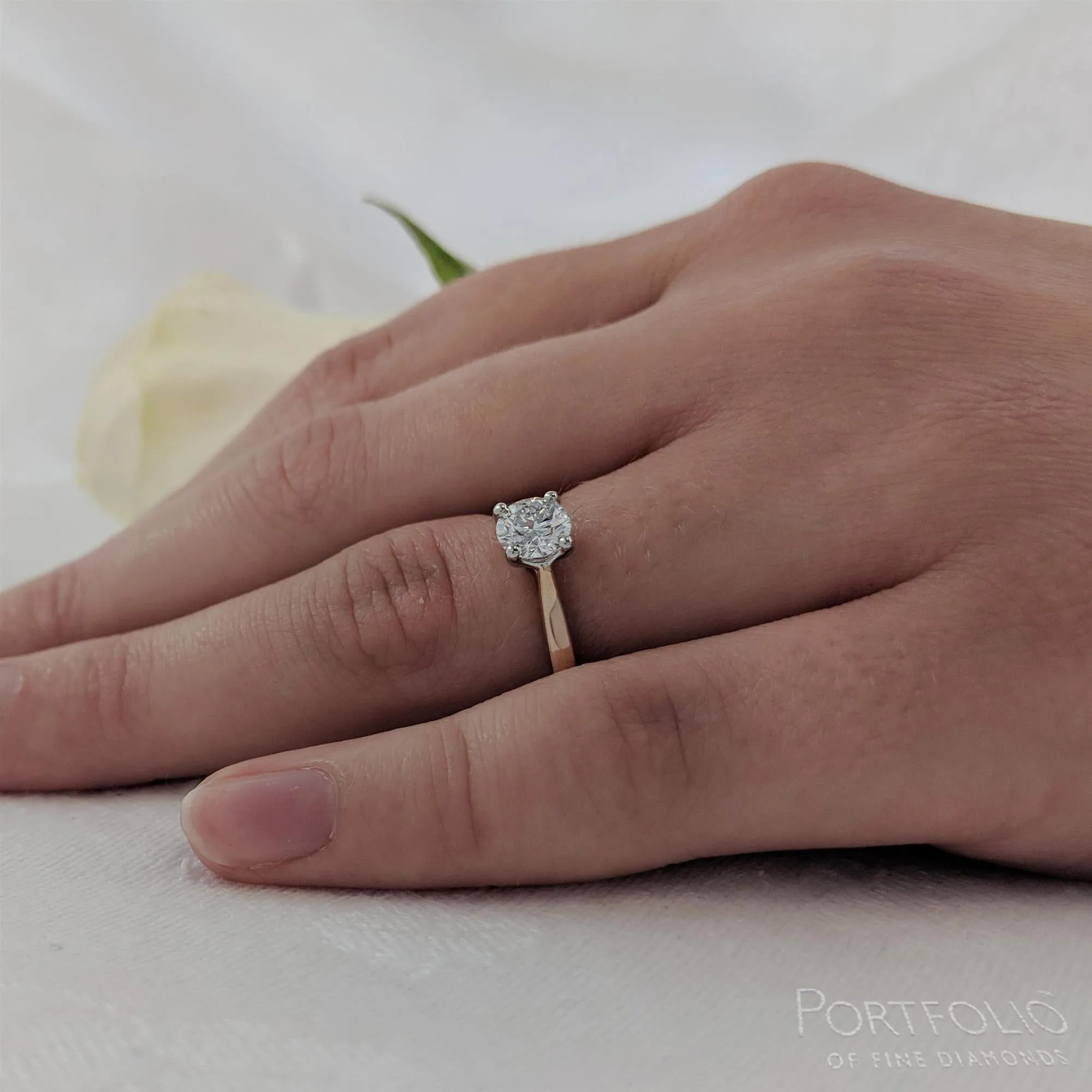 Solitaire 0.50ct F SI1 Diamond Rose Gold/Platinum Ring