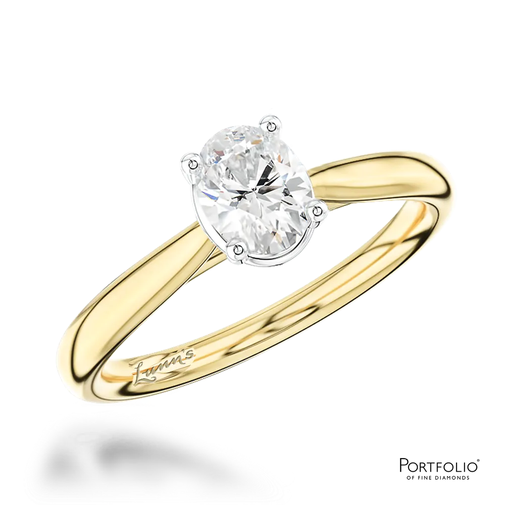 Solitaire 0.83ct F SI1 Diamond Yellow Gold/Platinum Ring