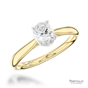 Solitaire 0.83ct F SI1 Diamond Yellow Gold/Platinum Ring