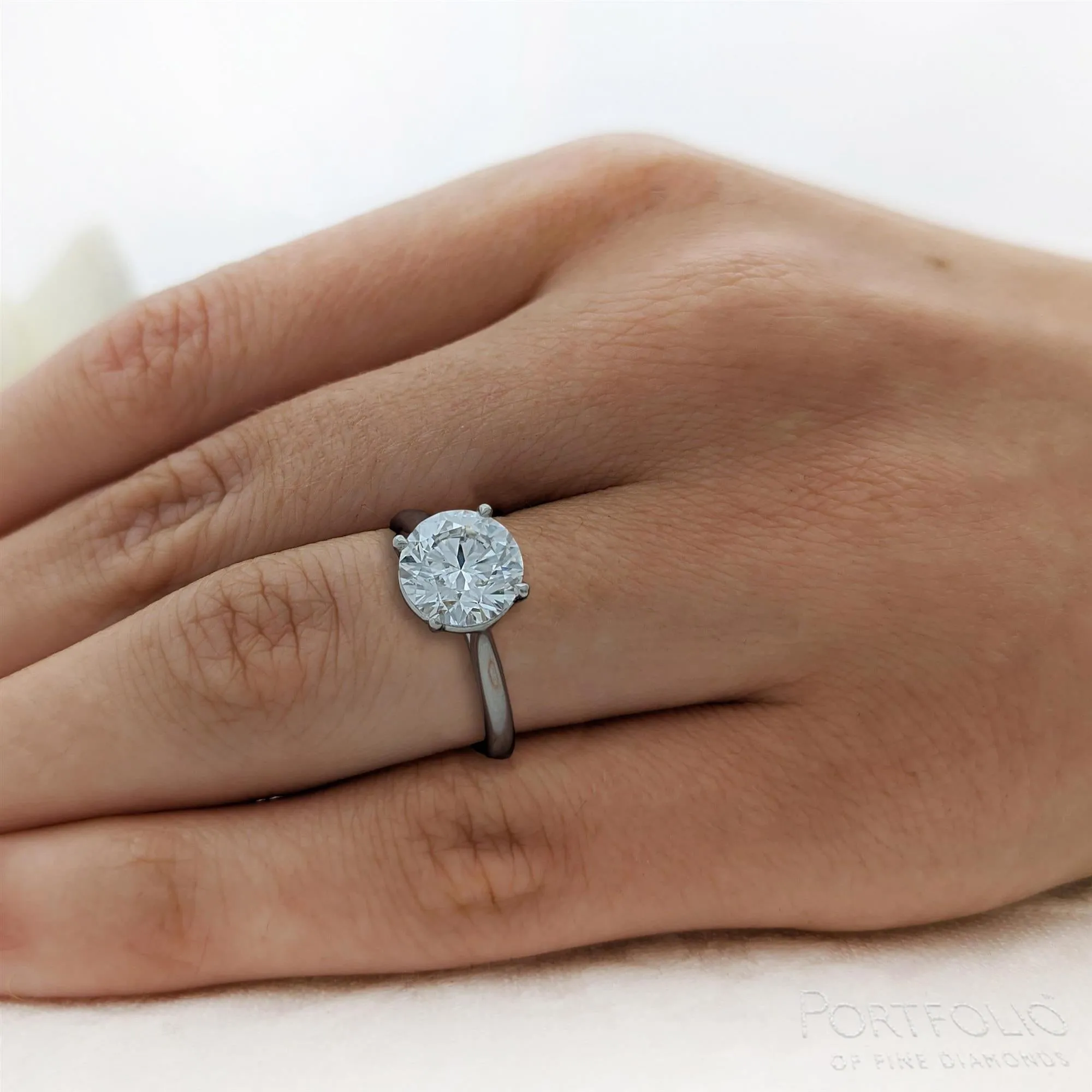 Solitaire 3.01ct E SI1 Diamond Platinum Ring