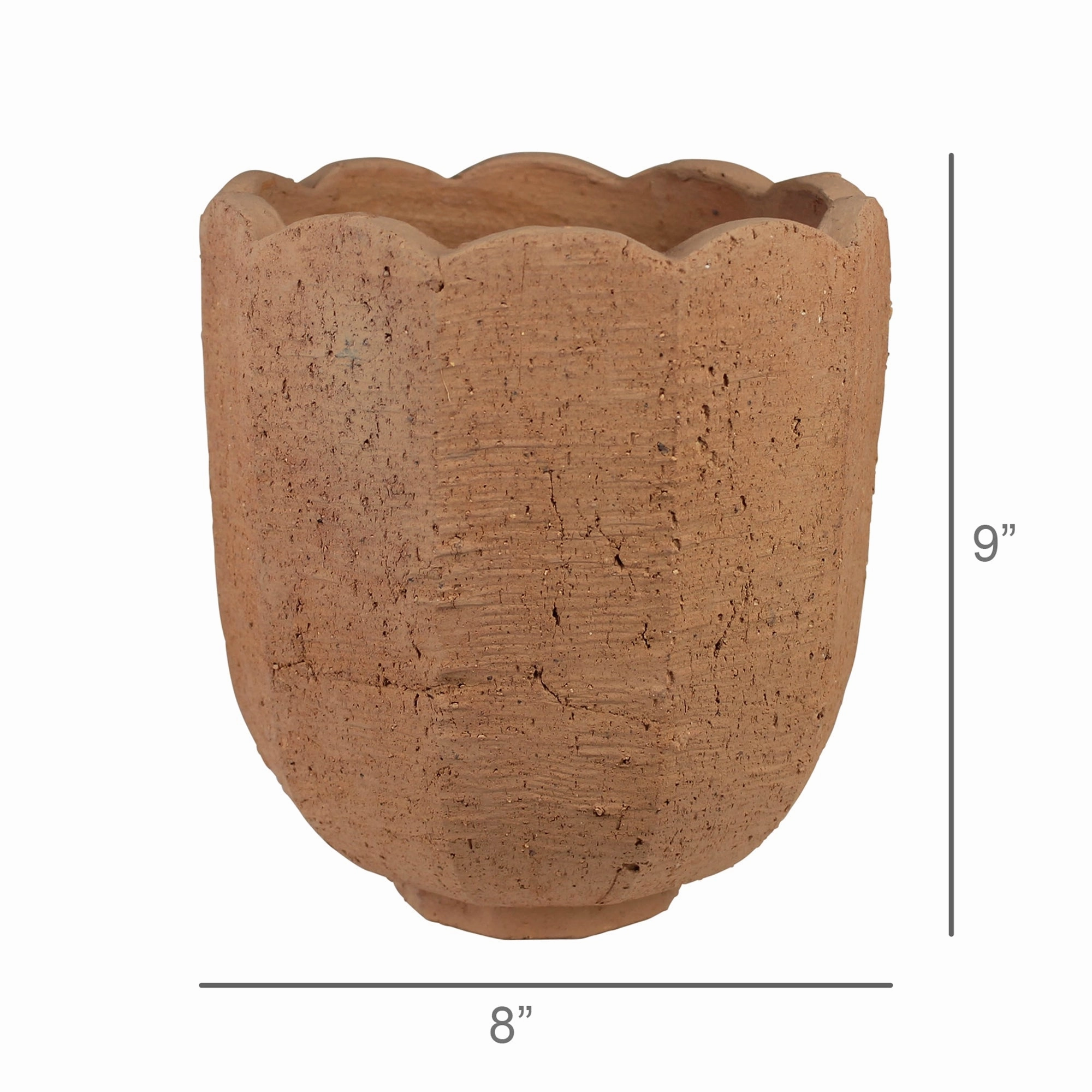 Sophia Scalloped Vase, Terra Cotta Cement