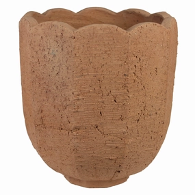 Sophia Scalloped Vase, Terra Cotta Cement Vase,Ceramic Vase