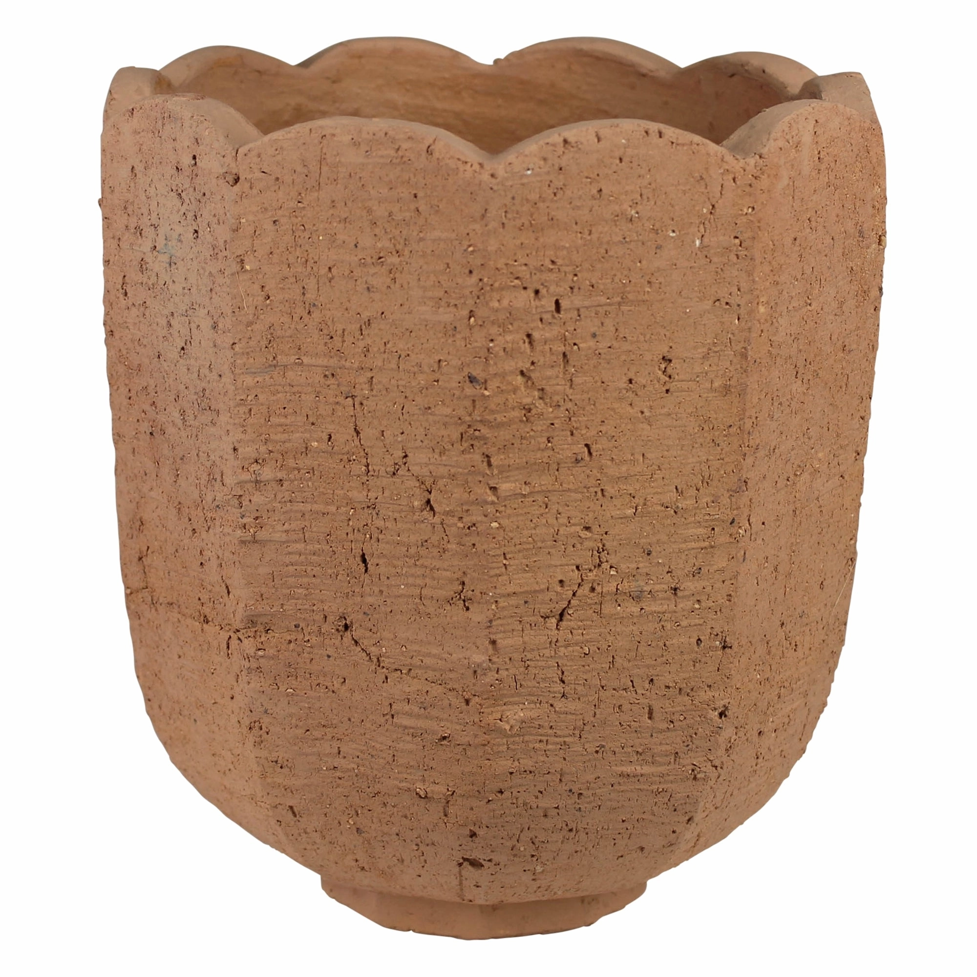 Sophia Scalloped Vase, Terra Cotta Cement