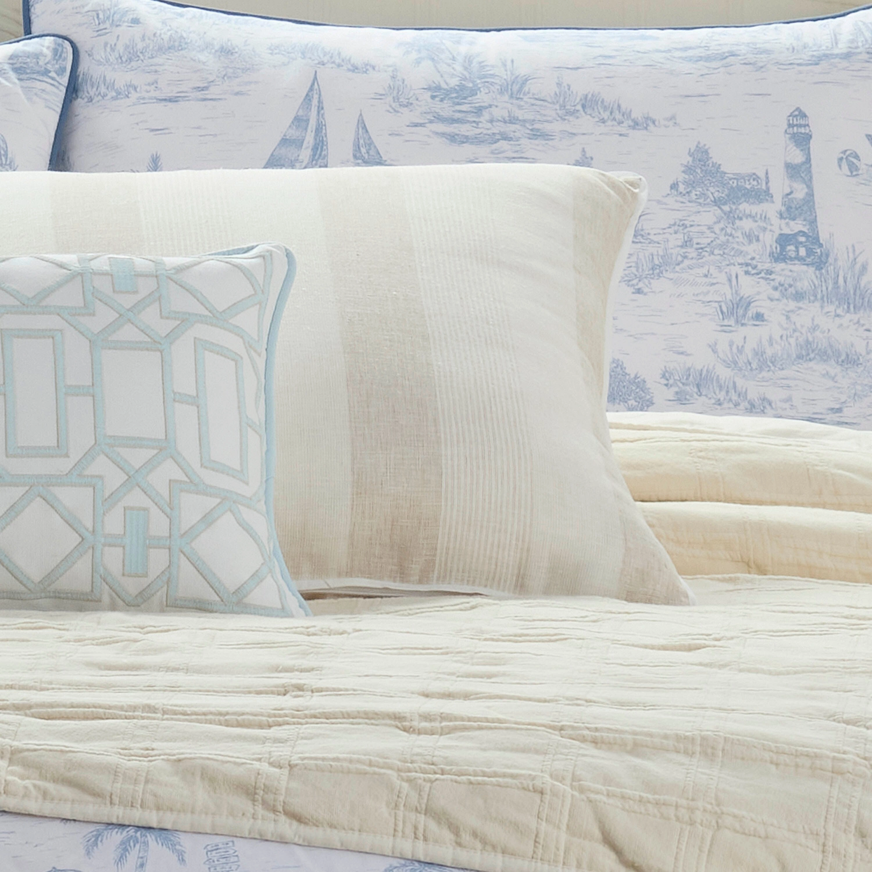 Southern Tide Batten Square Linen Decorative Pillow