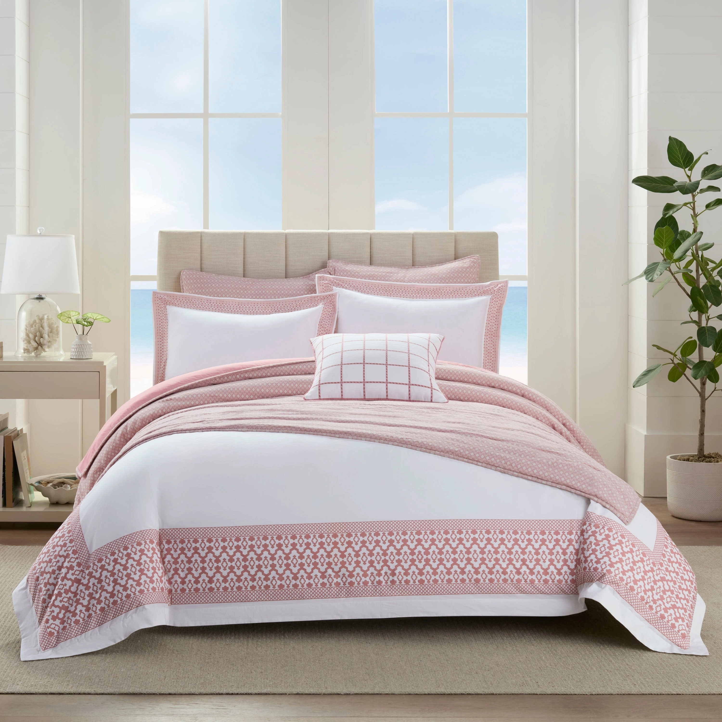 Southern Tide Eyelet Square Coral Decorative Pillow