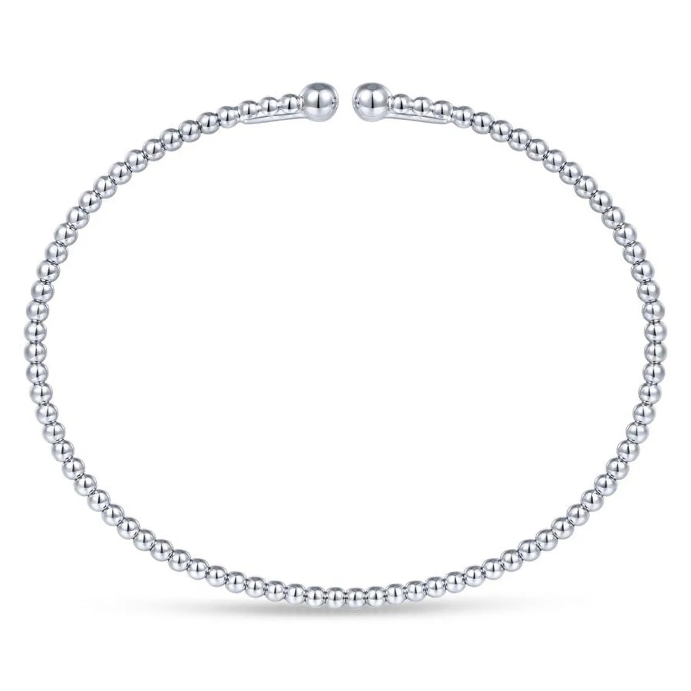 Split 14K White Gold Beaded Bujukan Bangle