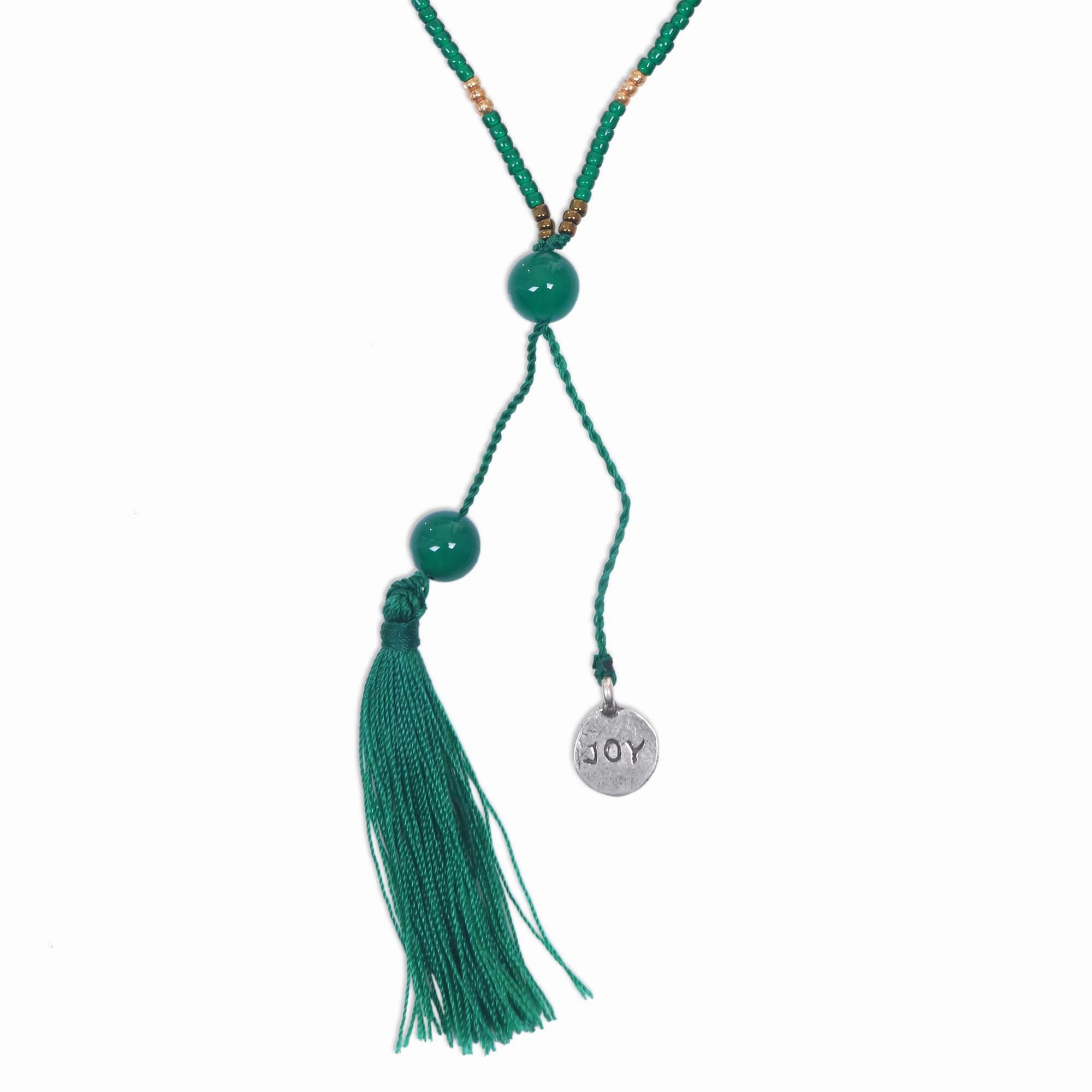 Spread Joy in Green Hand Made Green Quartz Pendant Necklace from Indonesia