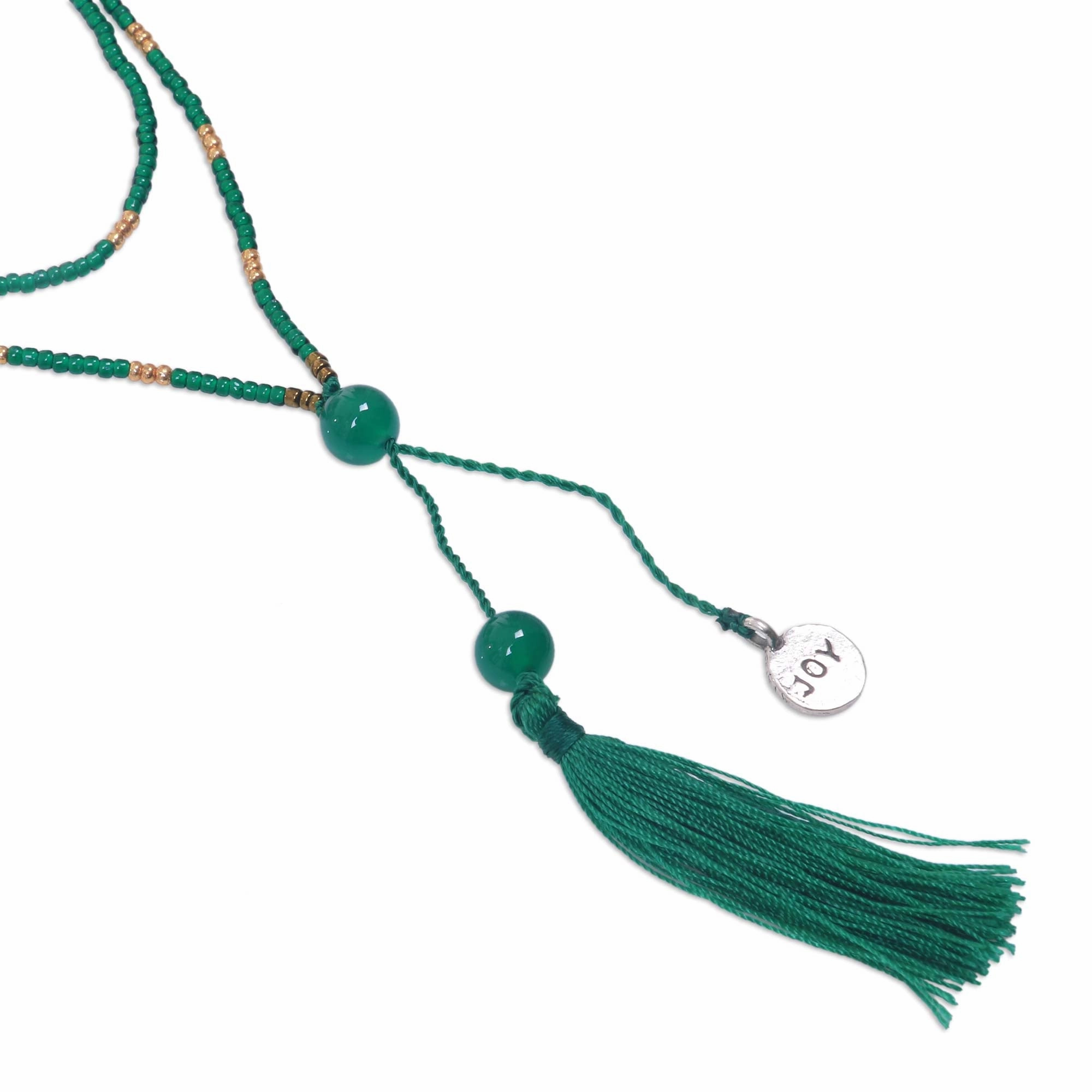 Spread Joy in Green Hand Made Green Quartz Pendant Necklace from Indonesia