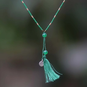 Spread Joy in Green Hand Made Green Quartz Pendant Necklace from Indonesia