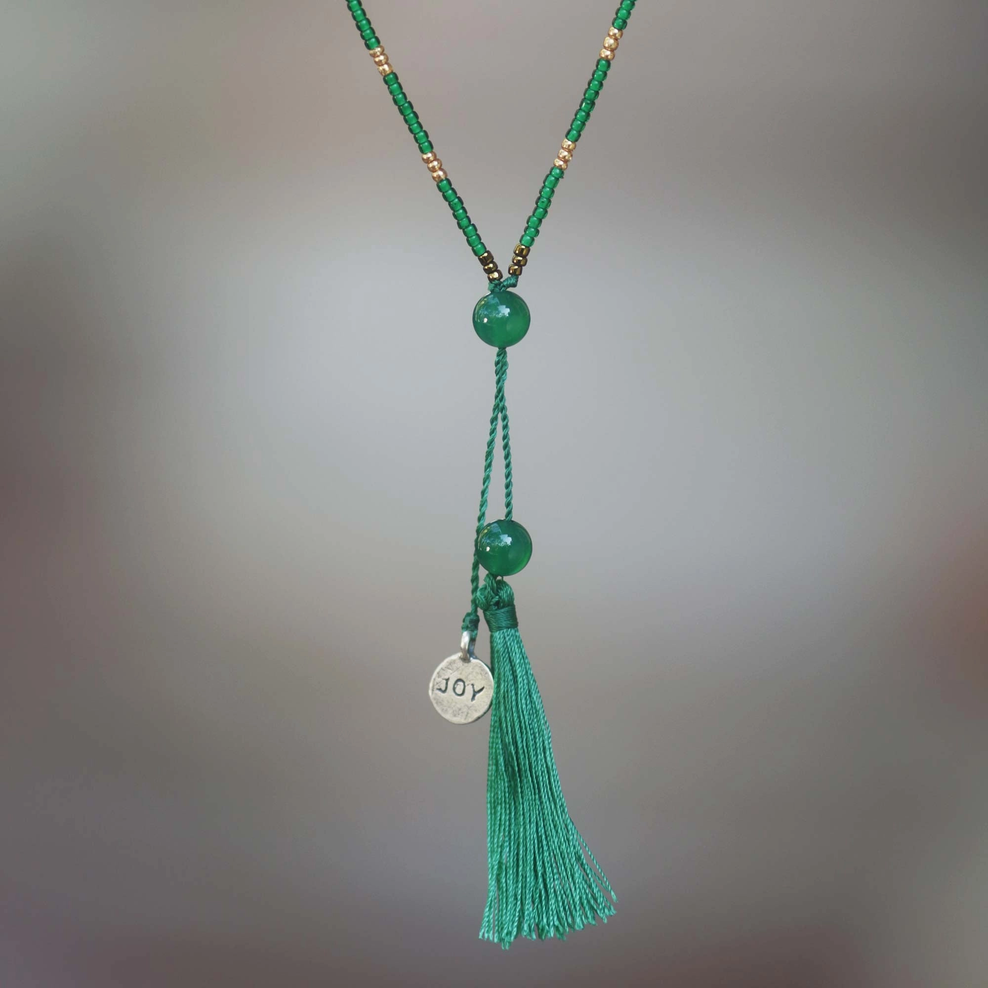 Spread Joy in Green Hand Made Green Quartz Pendant Necklace from Indonesia