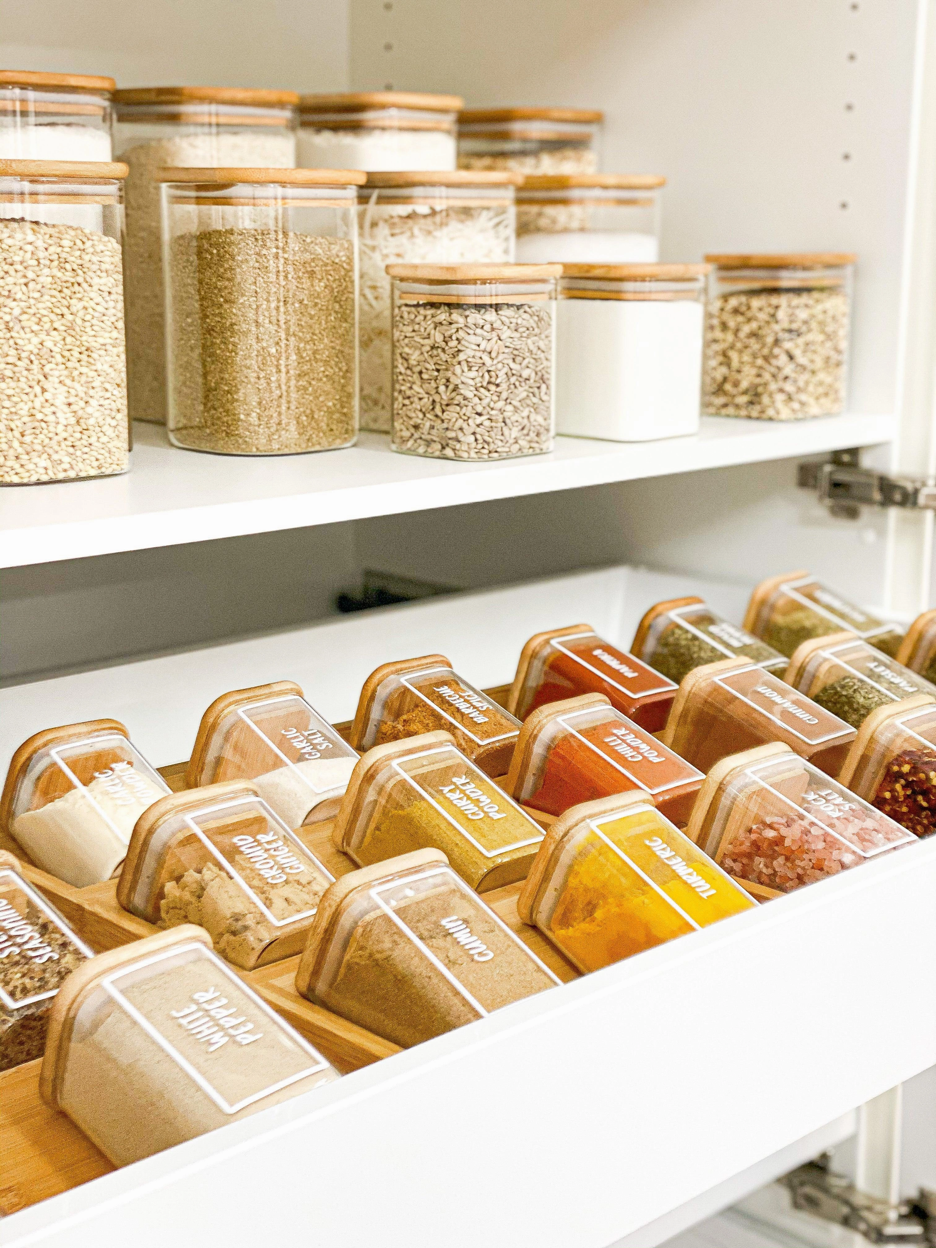 Square Glass and Bamboo Storage Jar - 750ml