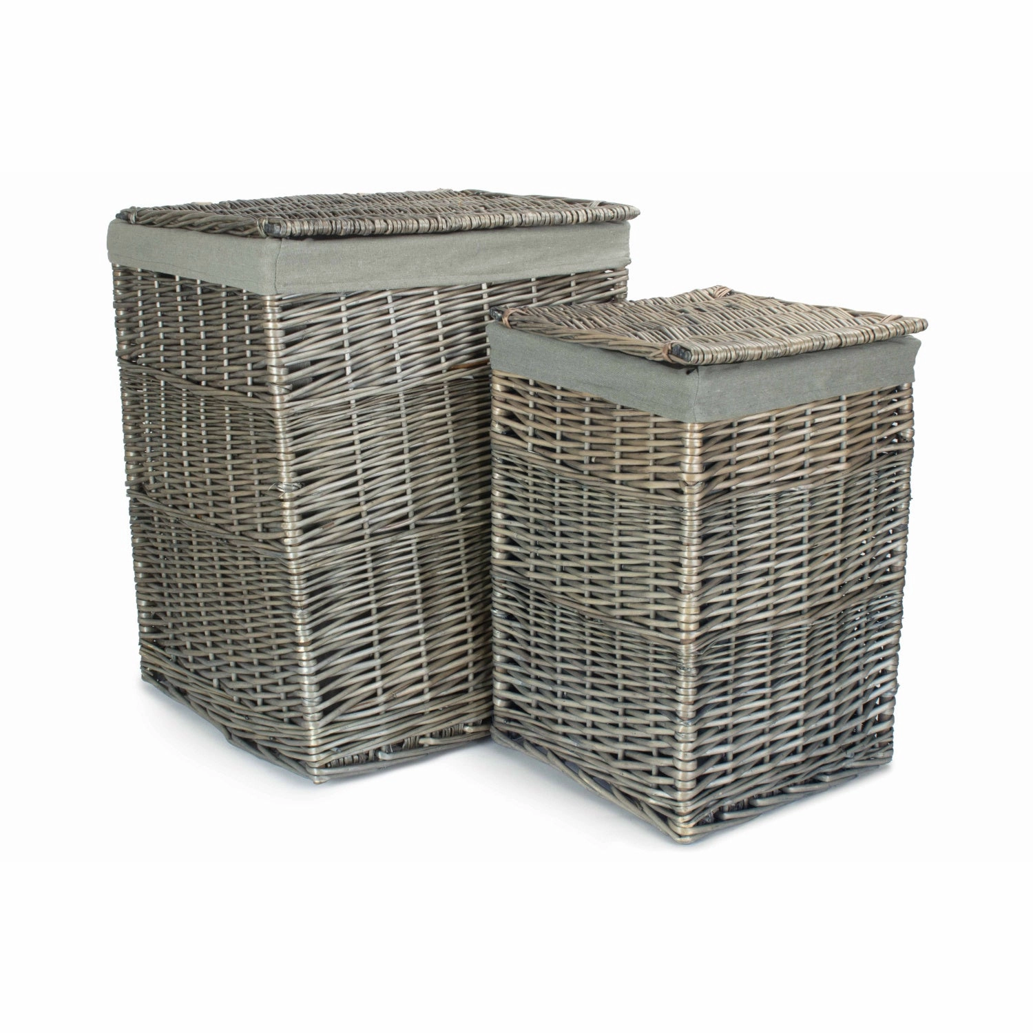 Square Laundry Basket with Grey Sage Lining Set 2 laundry organizer,dirty clothes basket,plastic laundry basket