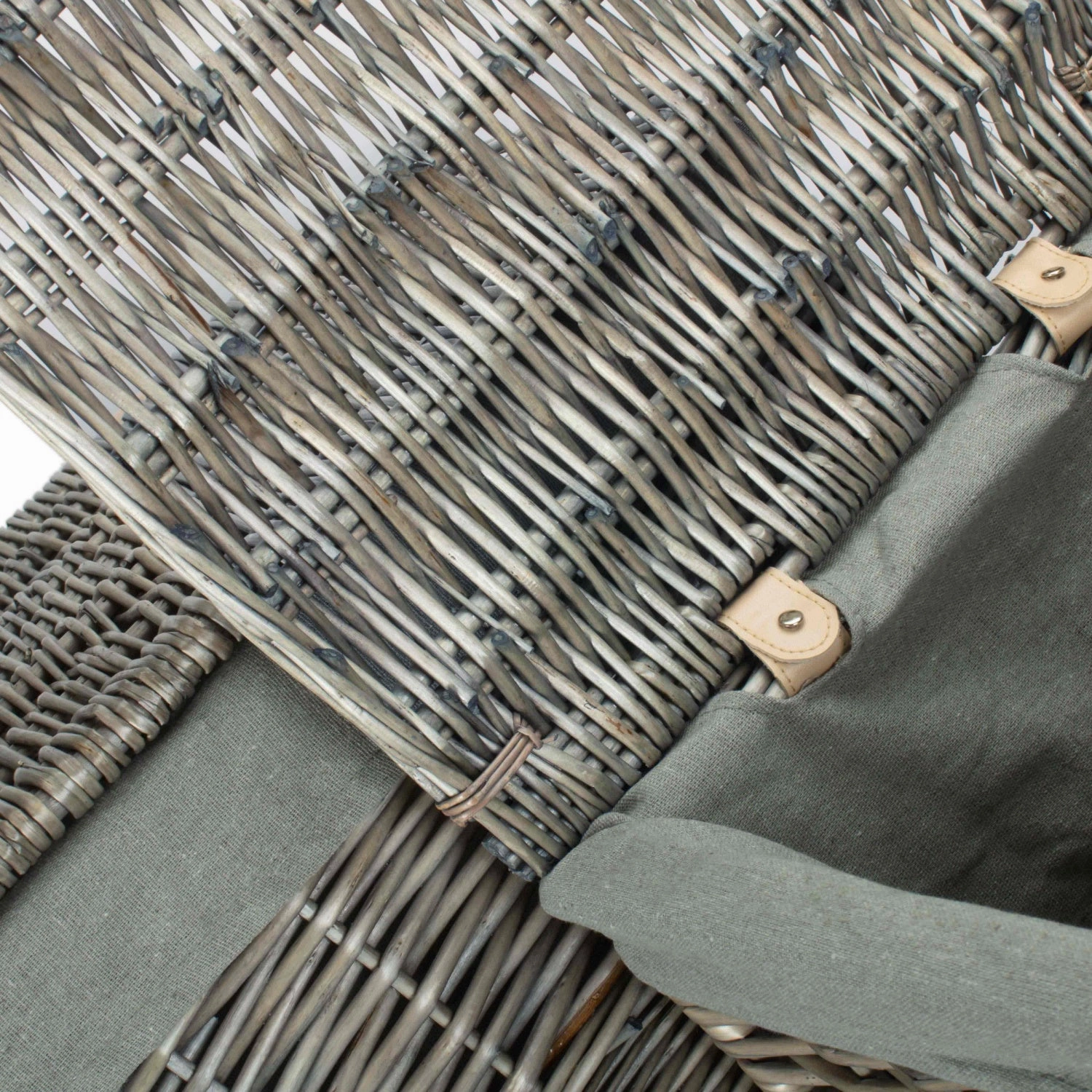 Square Laundry Basket with Grey Sage Lining Set 2