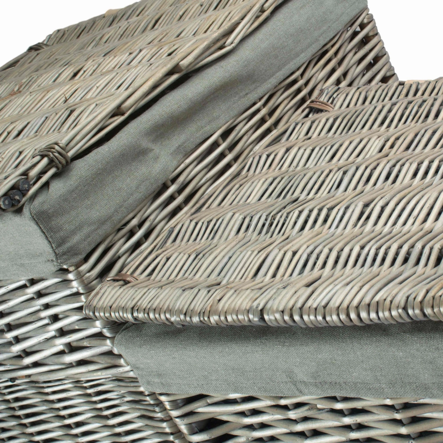 Square Laundry Basket with Grey Sage Lining Set 2