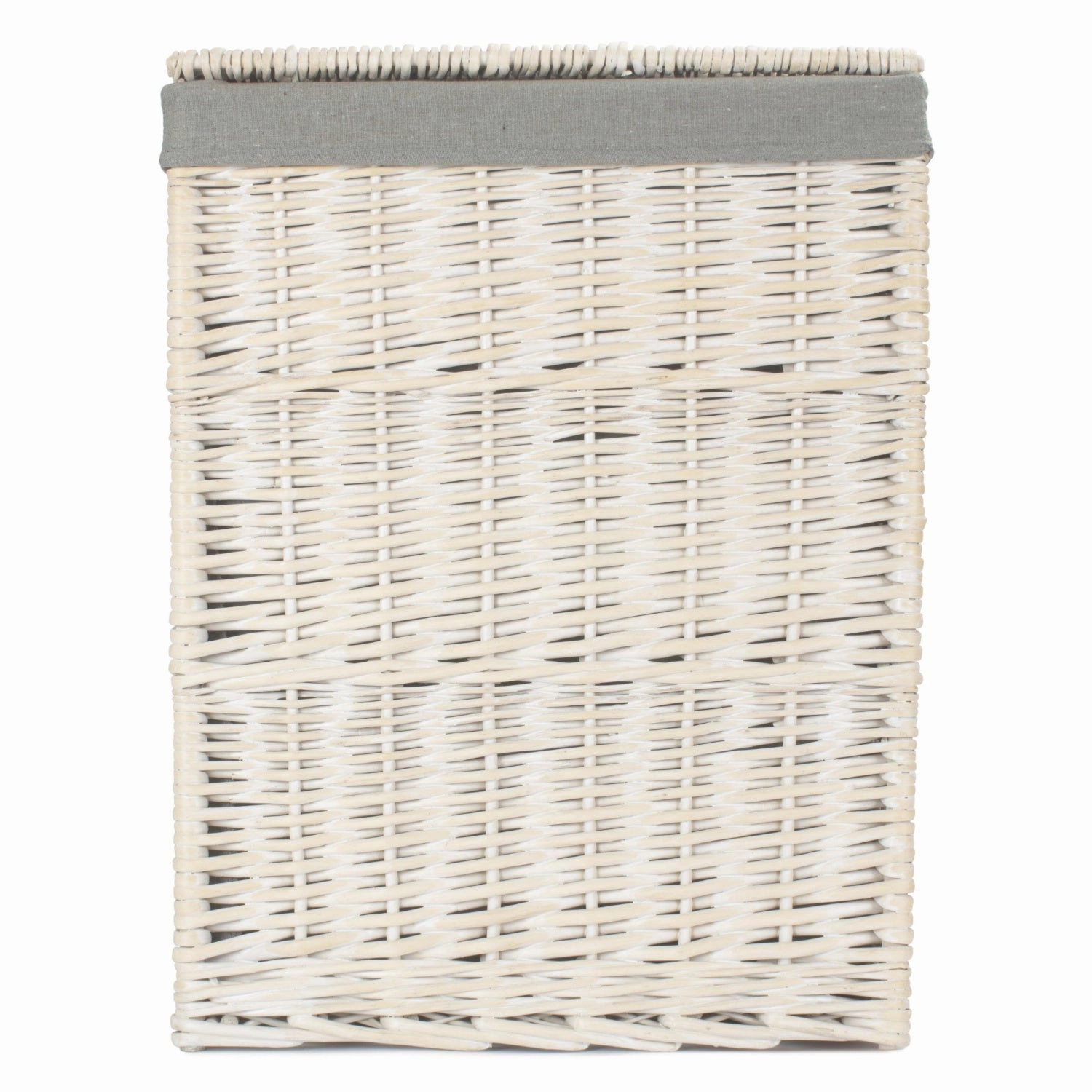 Square White Wash Laundry Hamper with Grey Sage Lining - Large