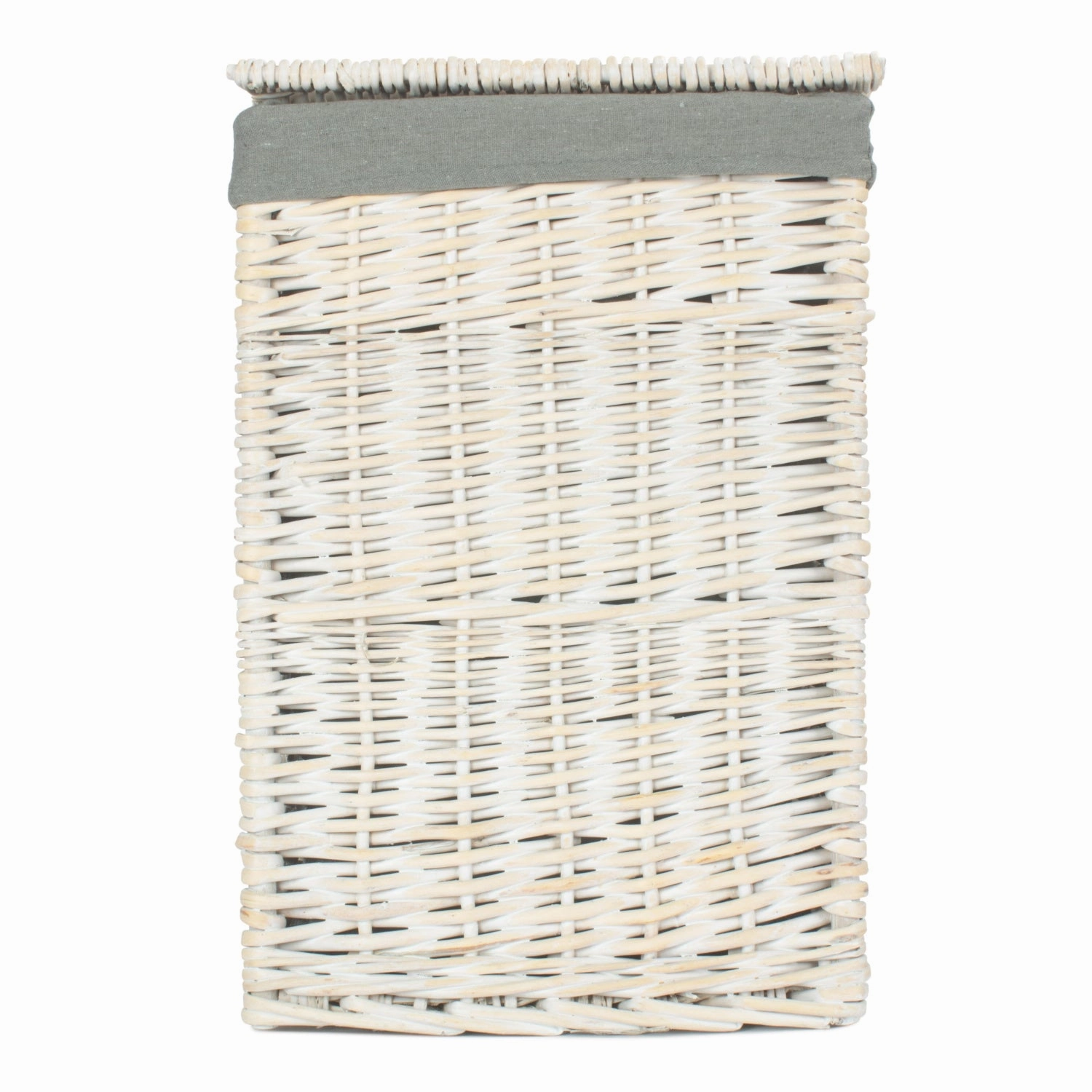 Square White Wash Laundry Hamper with Grey Sage Lining - Small