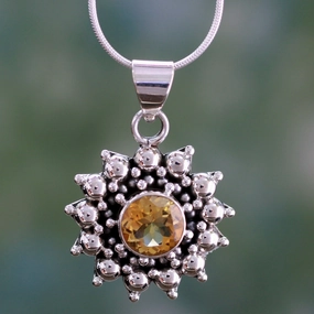 Star Citrine & Sterling Silver Pendant Necklace