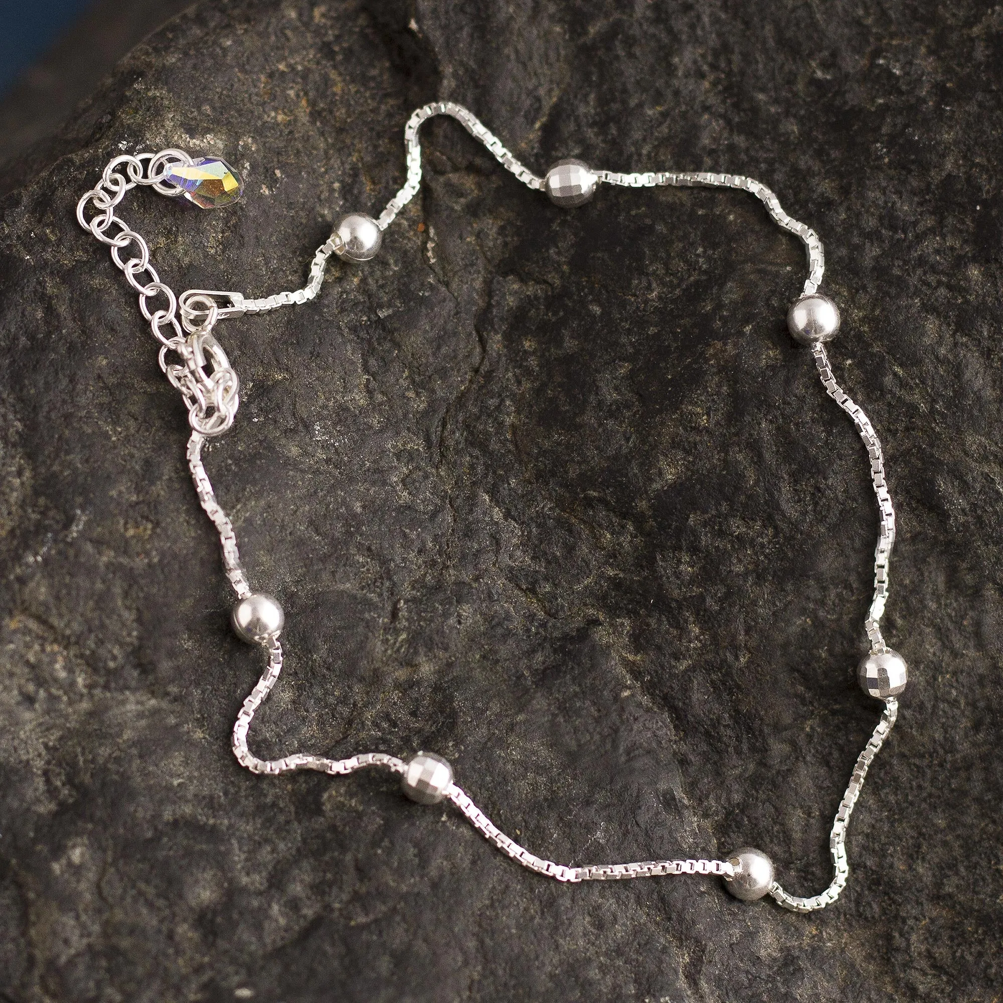 Station to Station Sterling Silver Station Anklet