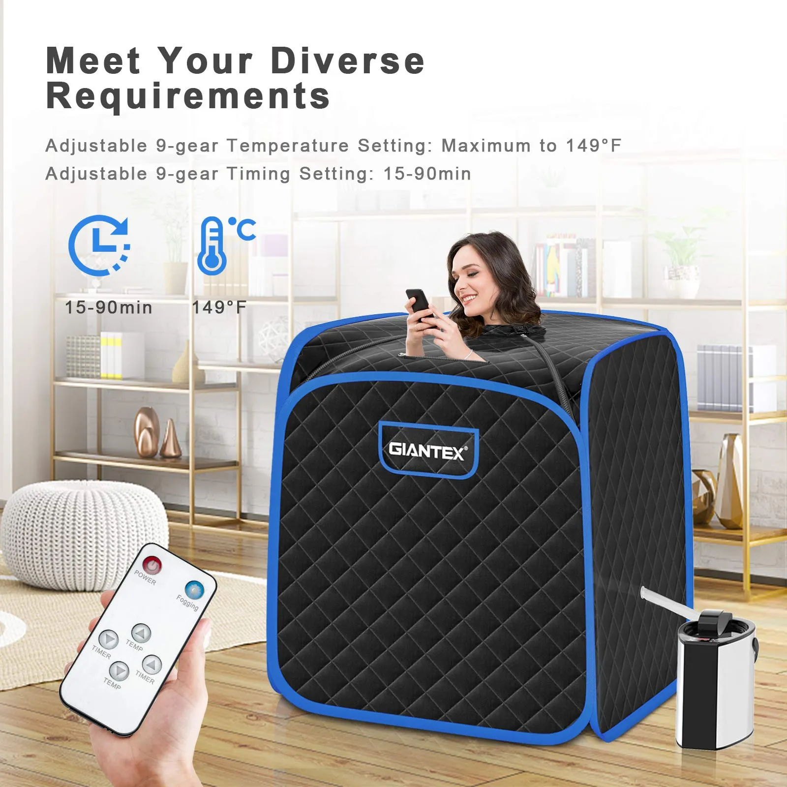 Steam Sauna Portable Therapeutic Sauna 3L Blast-Proof Remote Control
