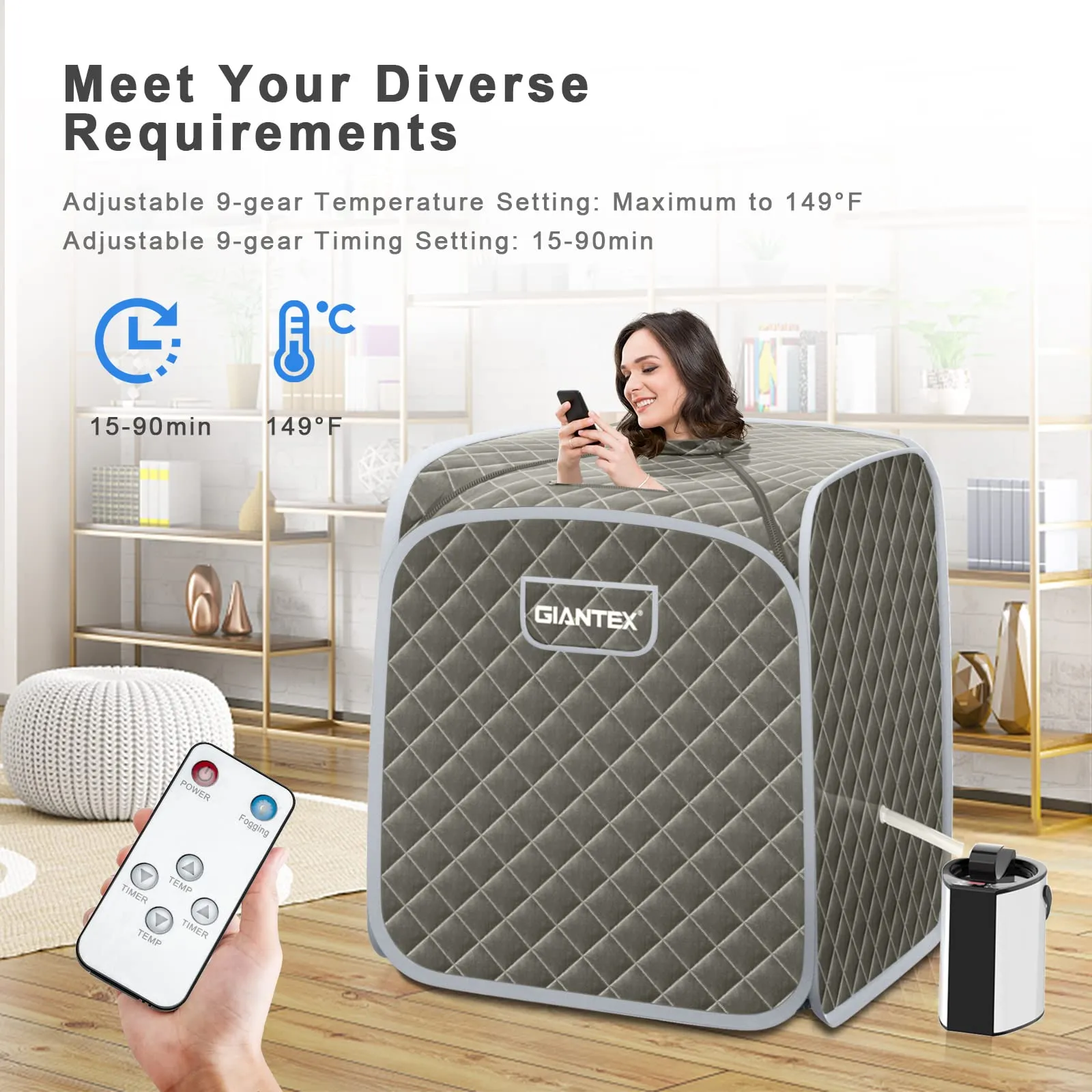 Steam Sauna Portable Therapeutic Sauna 3L Blast-Proof Remote Control
