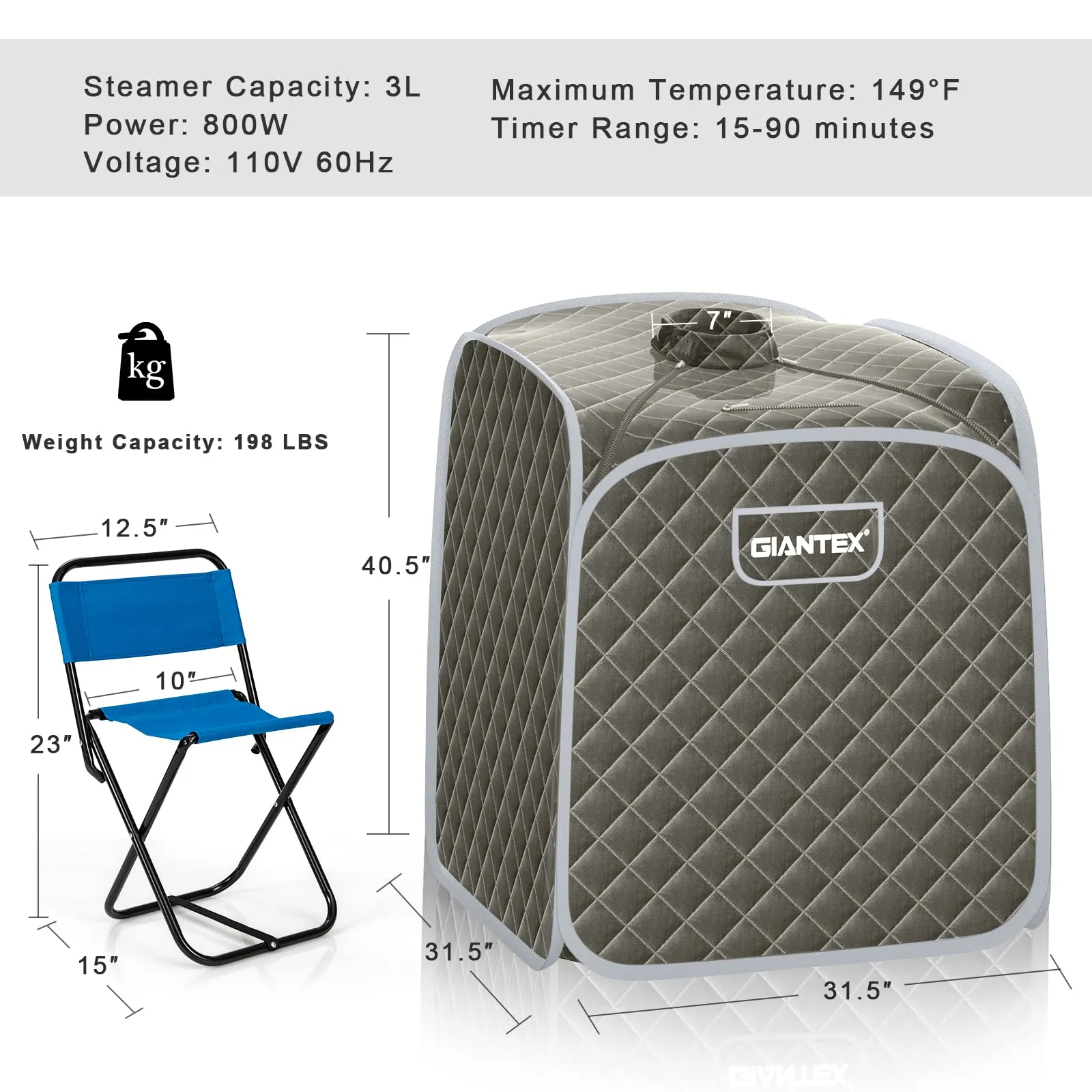 Steam Sauna Portable Therapeutic Sauna 3L Blast-Proof Remote Control