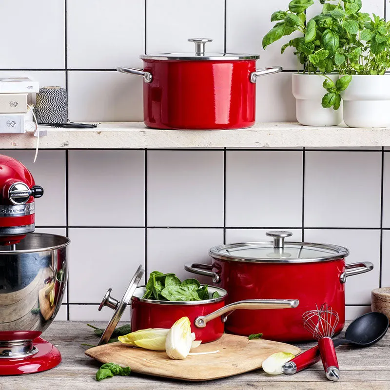 Steel Core Enamel Saucepan 16cm, Empire Red