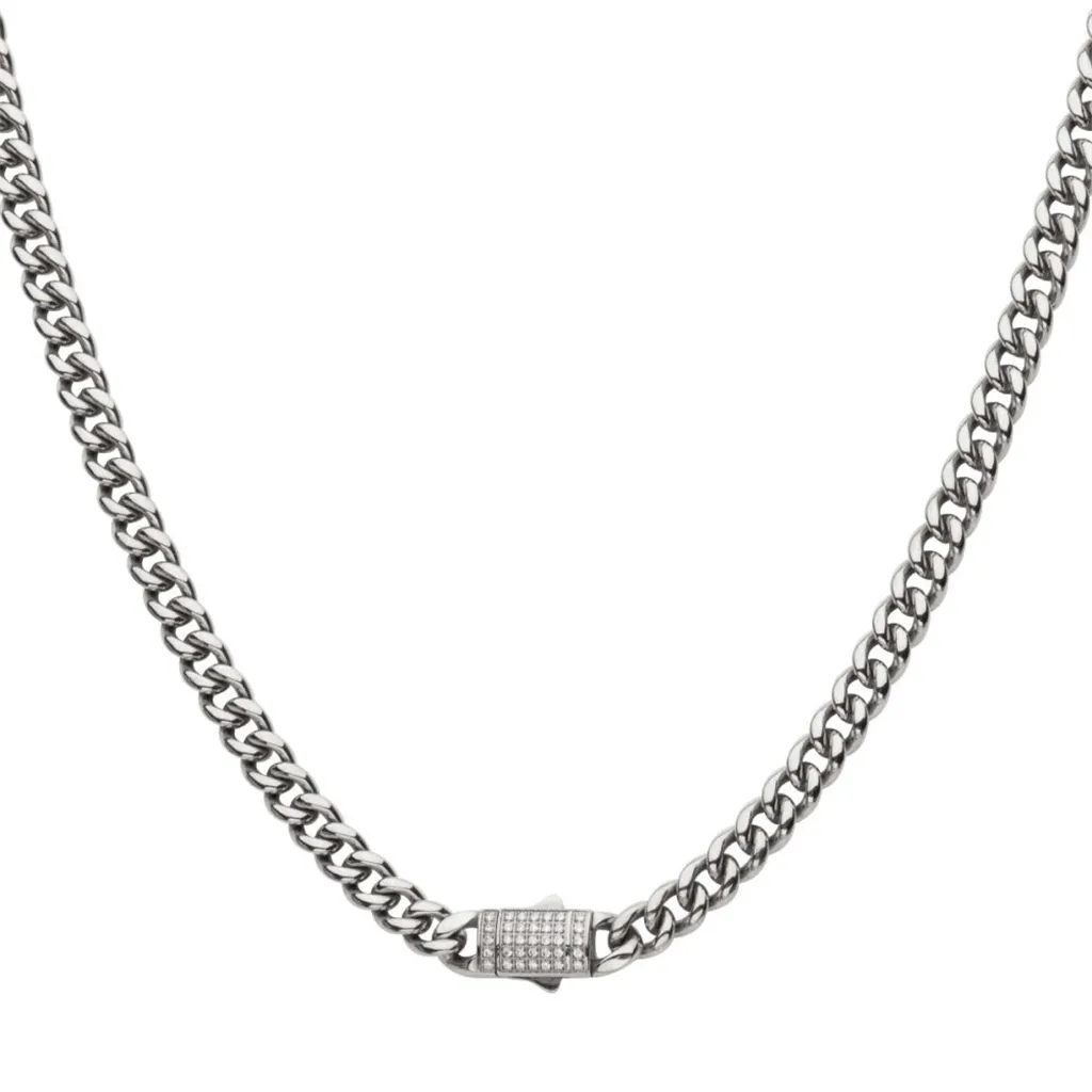 Steel Miami Cuban Chain Necklace With CNC Precision Set Lab Grown Diamonds