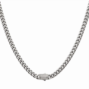 Steel Miami Cuban Chain Necklace With CNC Precision Set Lab Grown Diamonds