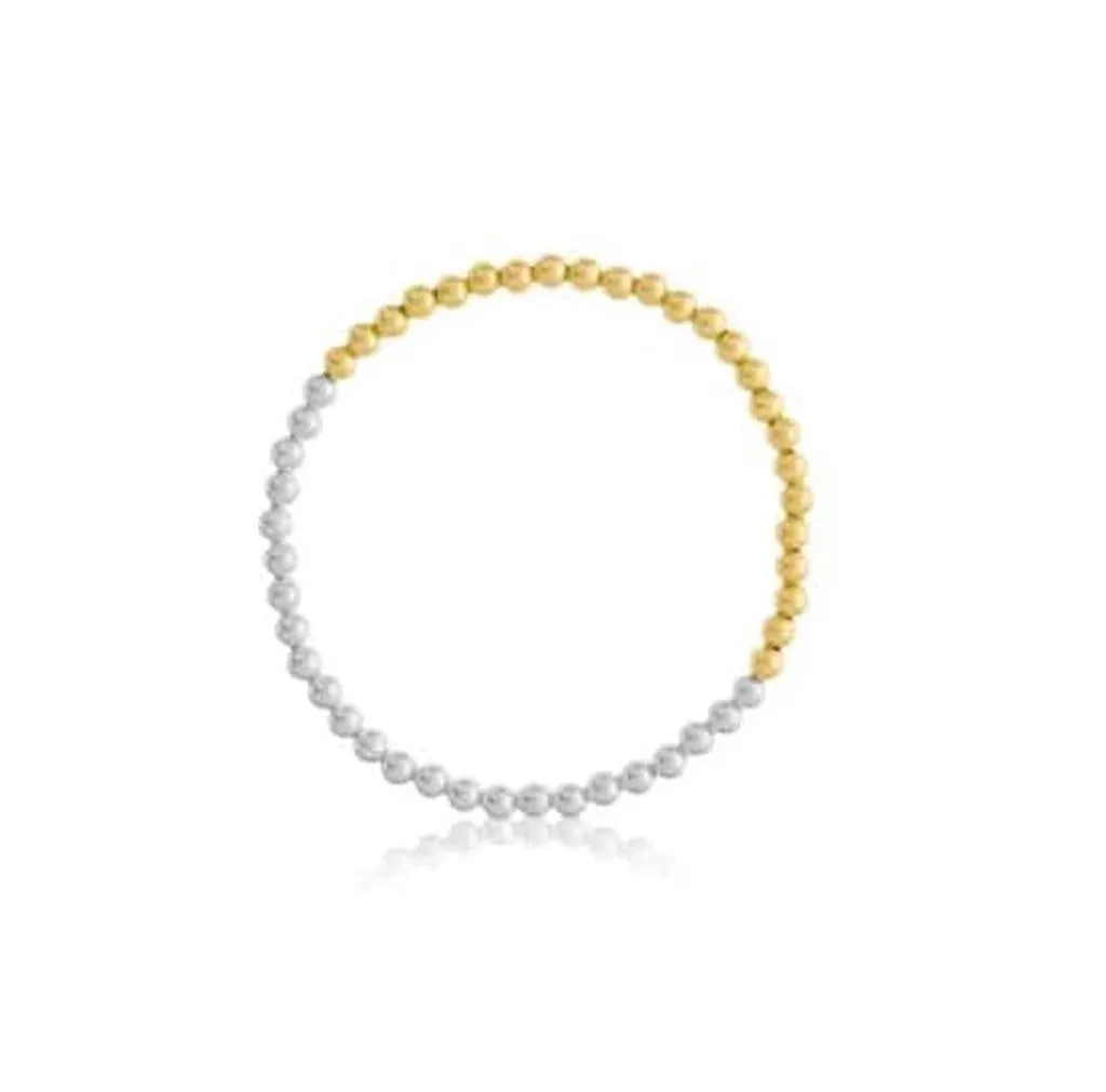 Sterling Silver And Yellow Gold Filled Beaded Bracelet