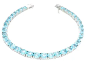 Sterling Silver Blue Topaz Tennis Bracelet