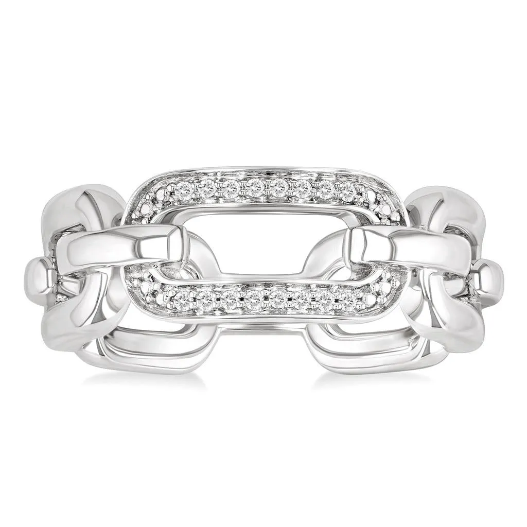 Sterling Silver Contemporary Natural Diamonds Ring