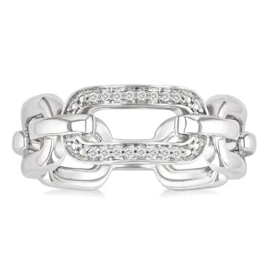 Sterling Silver Contemporary Natural Diamonds Ring