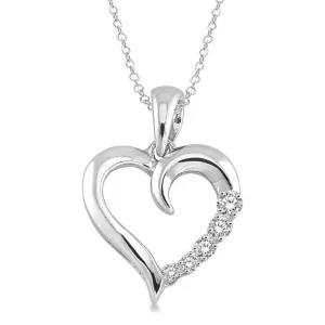 Sterling Silver Heart Diamond Pendant Necklace