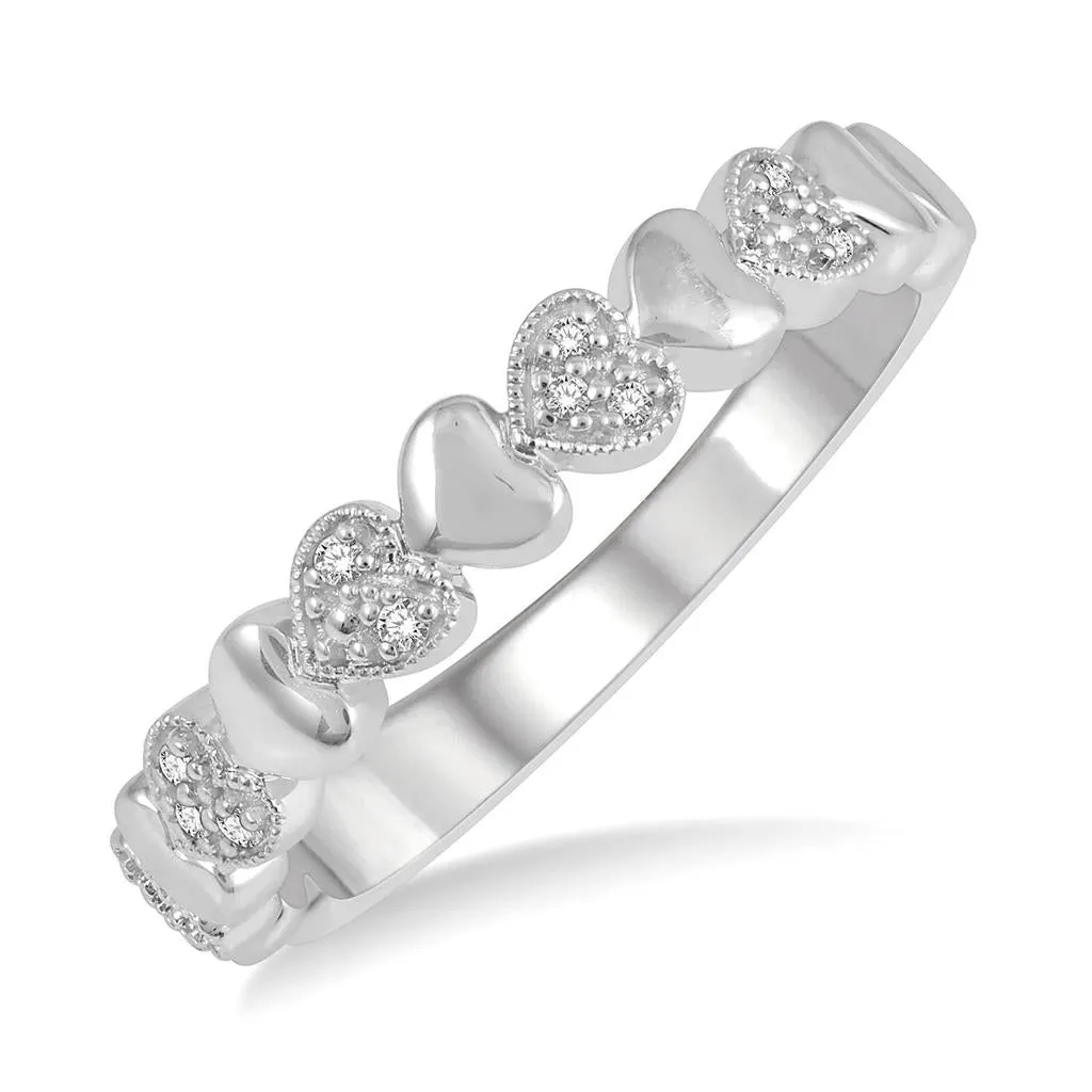 Sterling Silver Heart Shape Diamond Ring