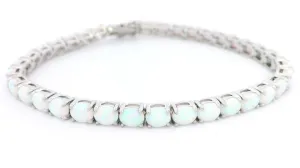 Sterling Silver Lab Grown Opals Tennis Bracelet